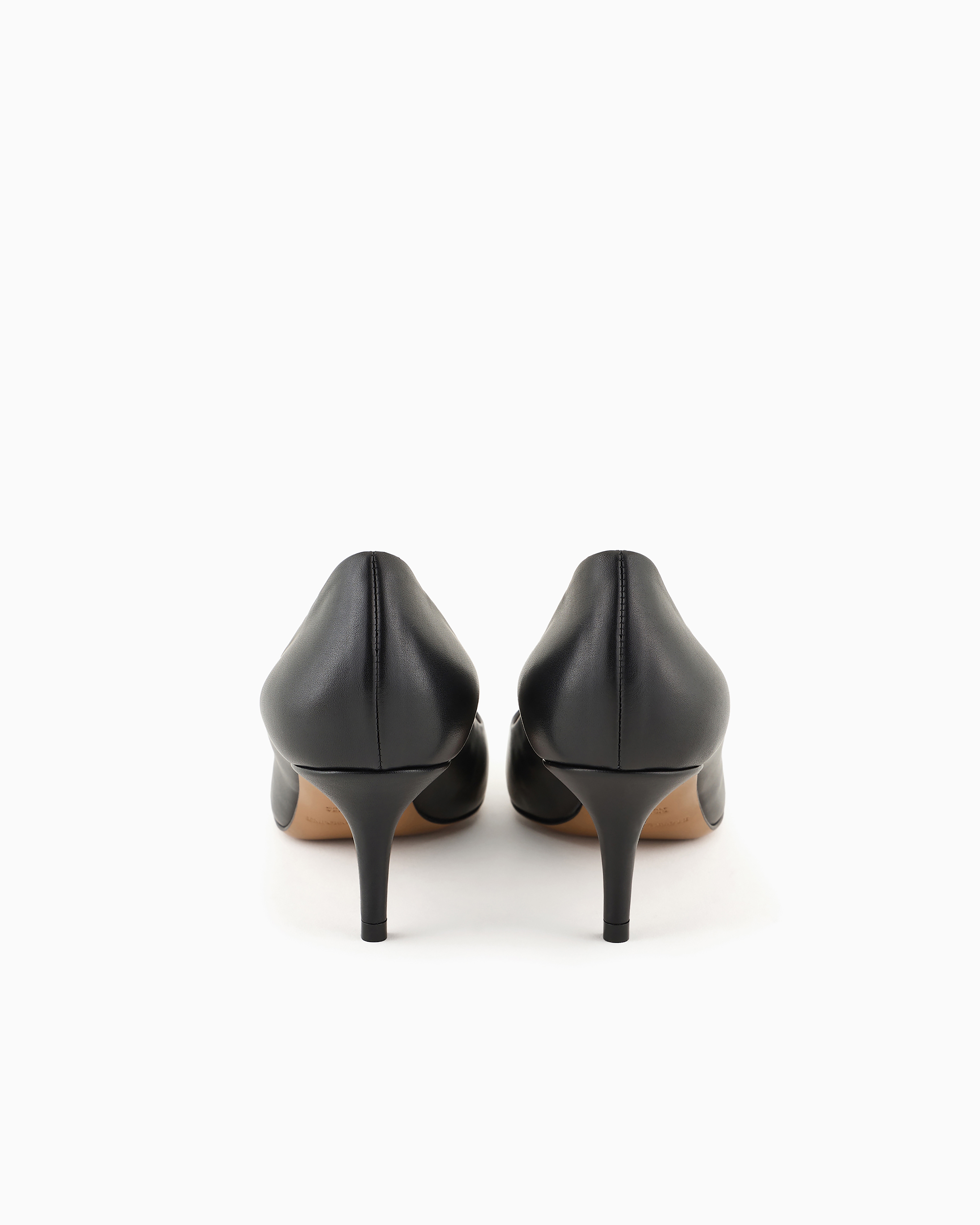 Emporio Armani Leather Court Shoes With Stiletto Heel In Black