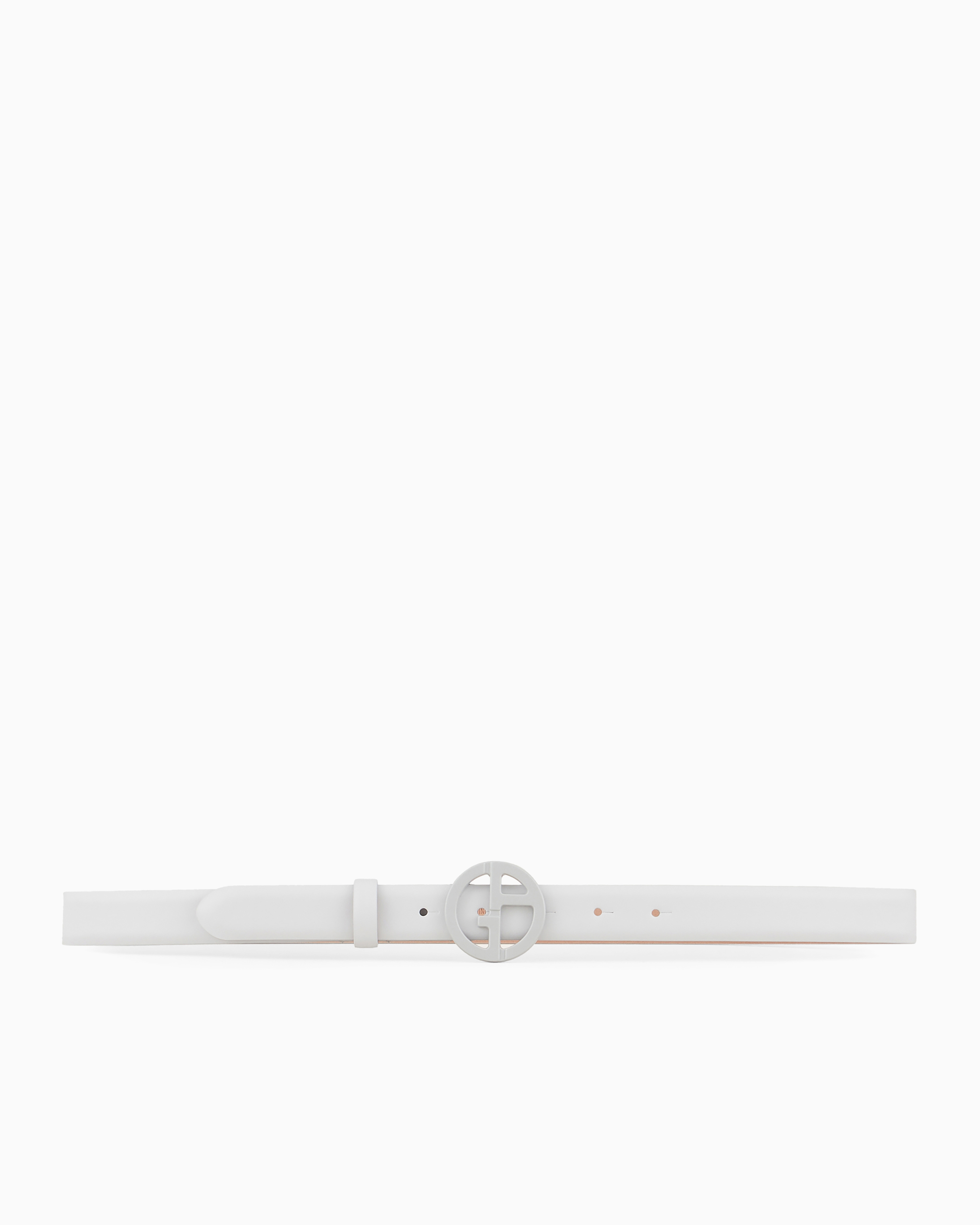 Giorgio Armani Official Store Leather Belt In Light Gray
