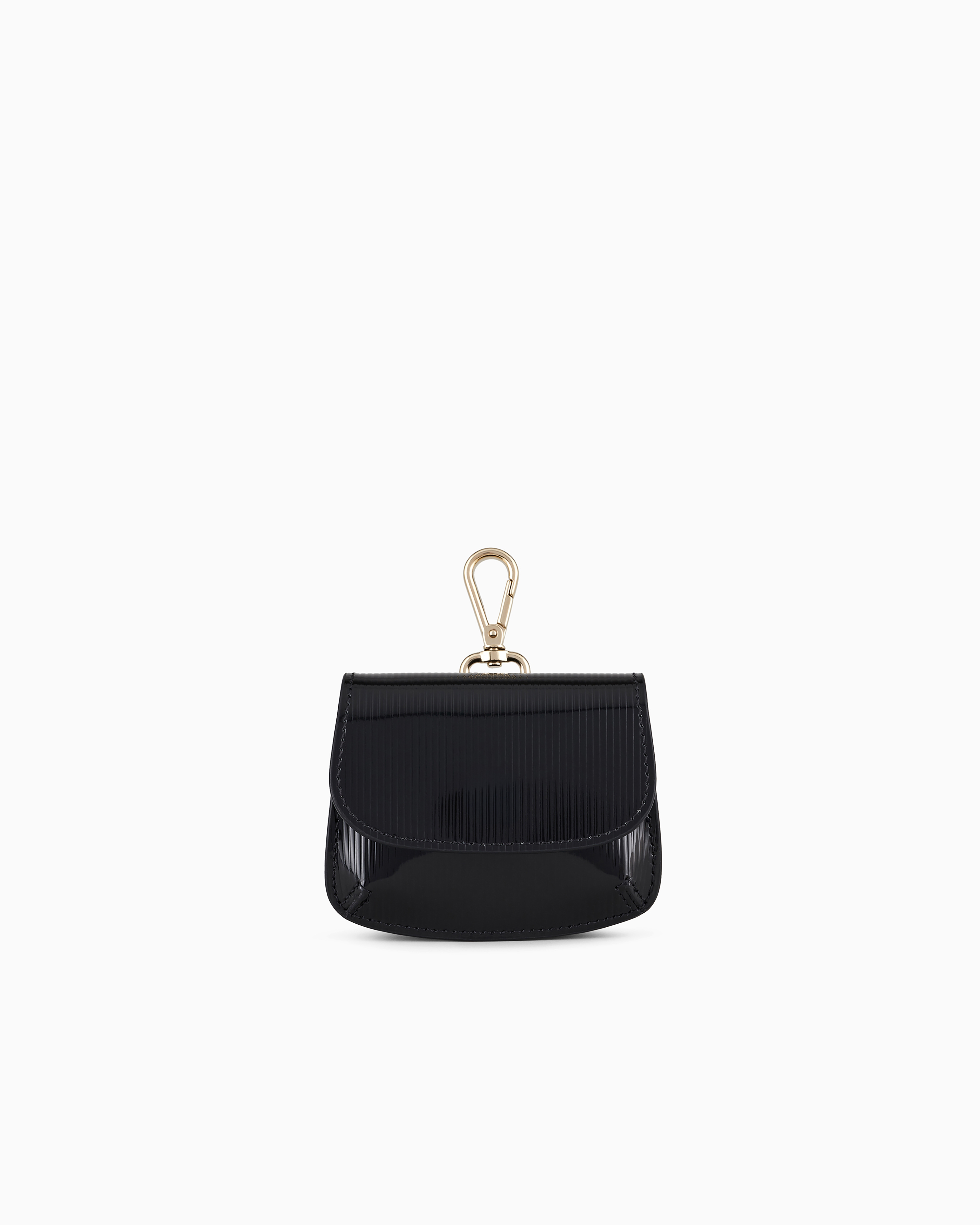 Giorgio Armani La Prima Striped, Lamé-leather Mini Charm In Black