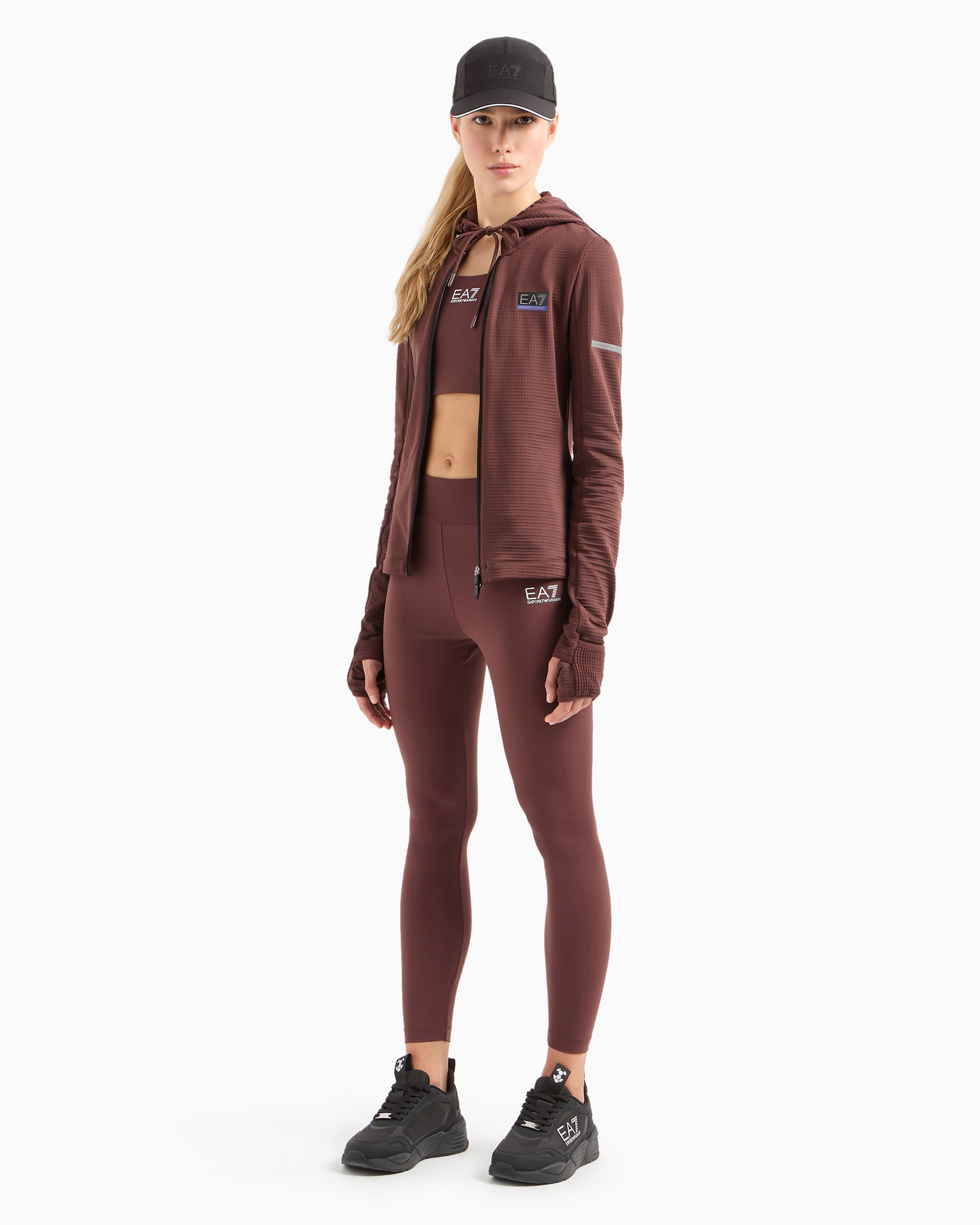 Ea7 Official Store Dynamic Athlete Leggings In Vigor7 Technical Fabric In Brown
