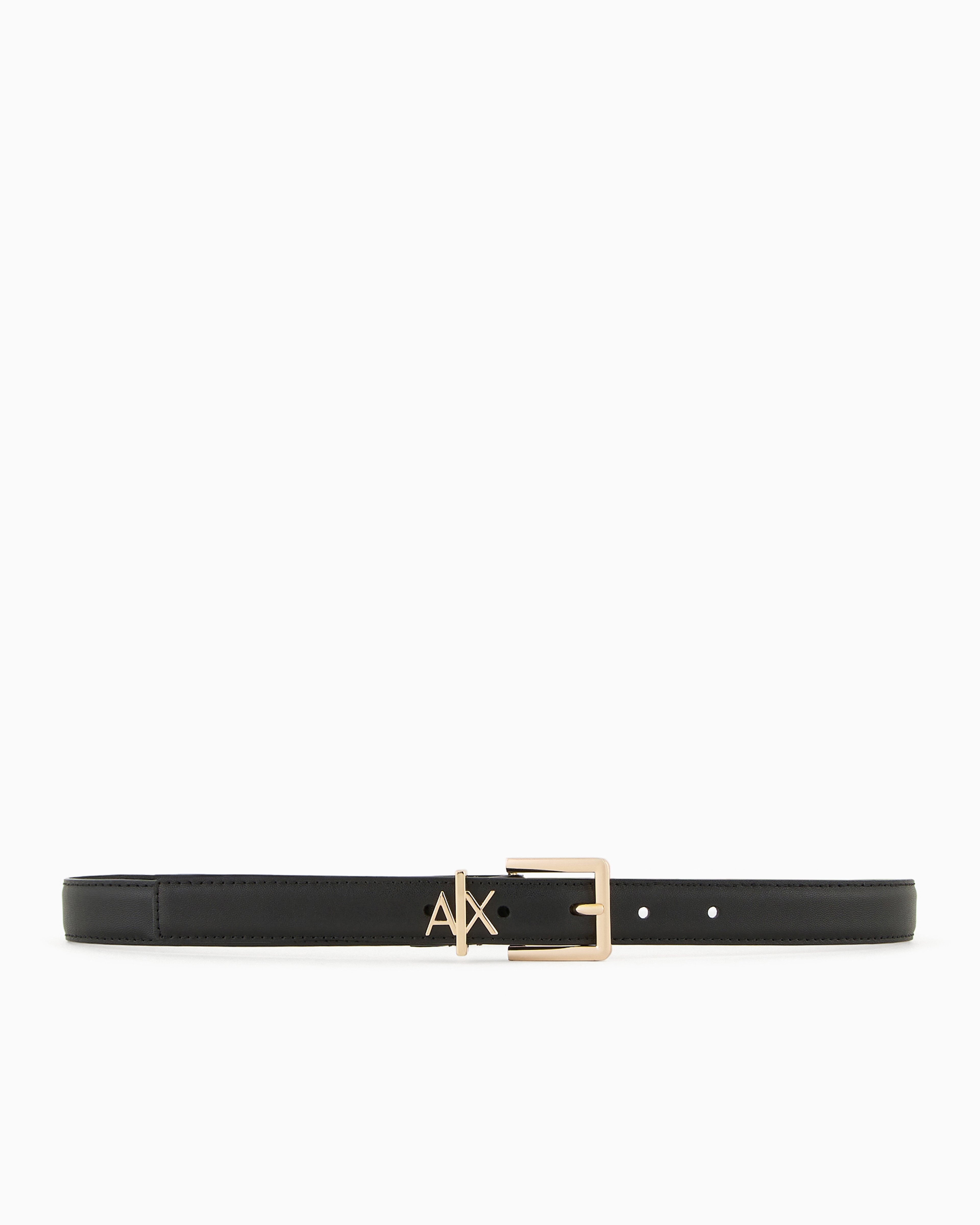 Armani Exchange Official Store Thin Belt With Small Logo In Black