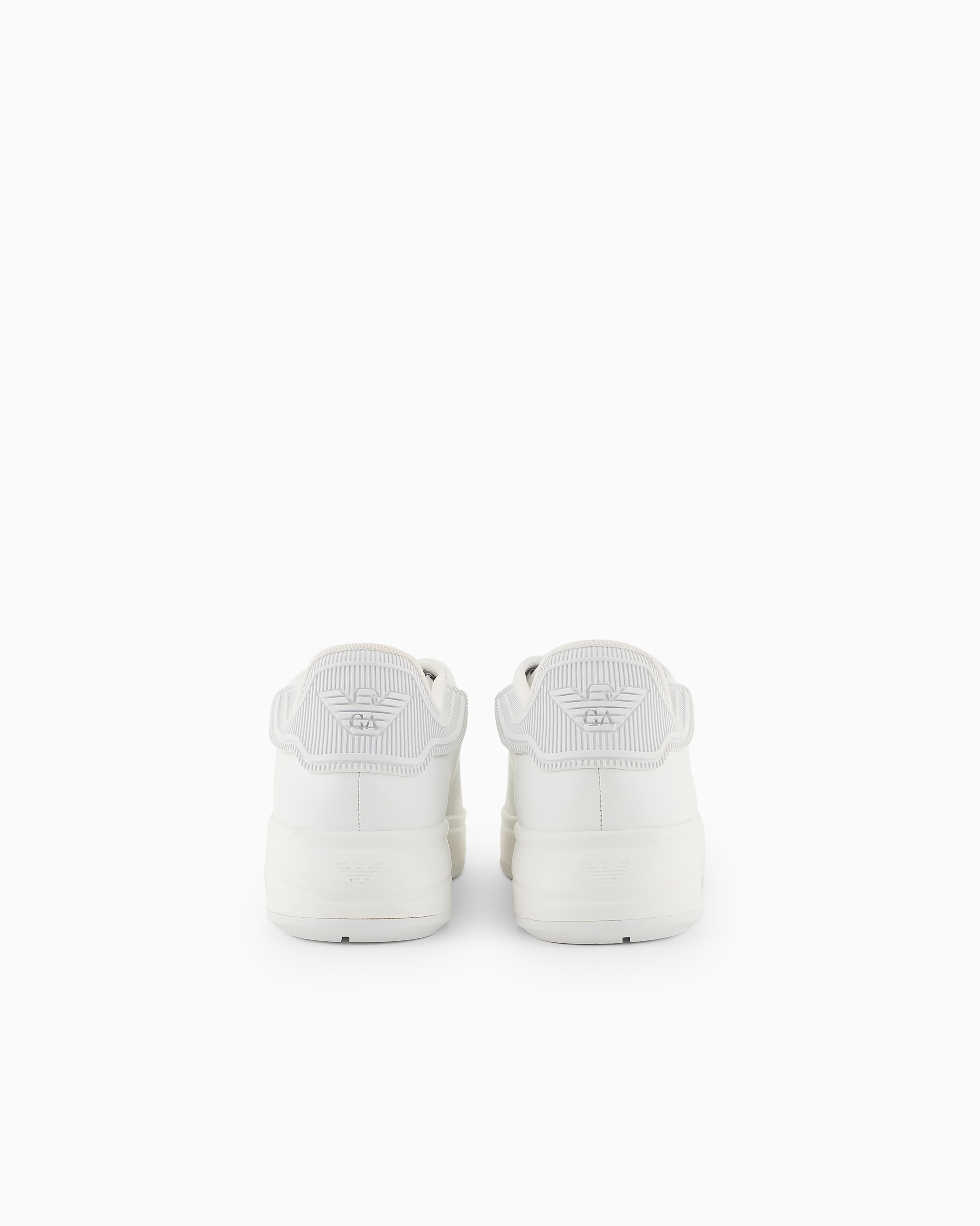 Emporio Armani Leather Sneakers With Rubber Backs In White
