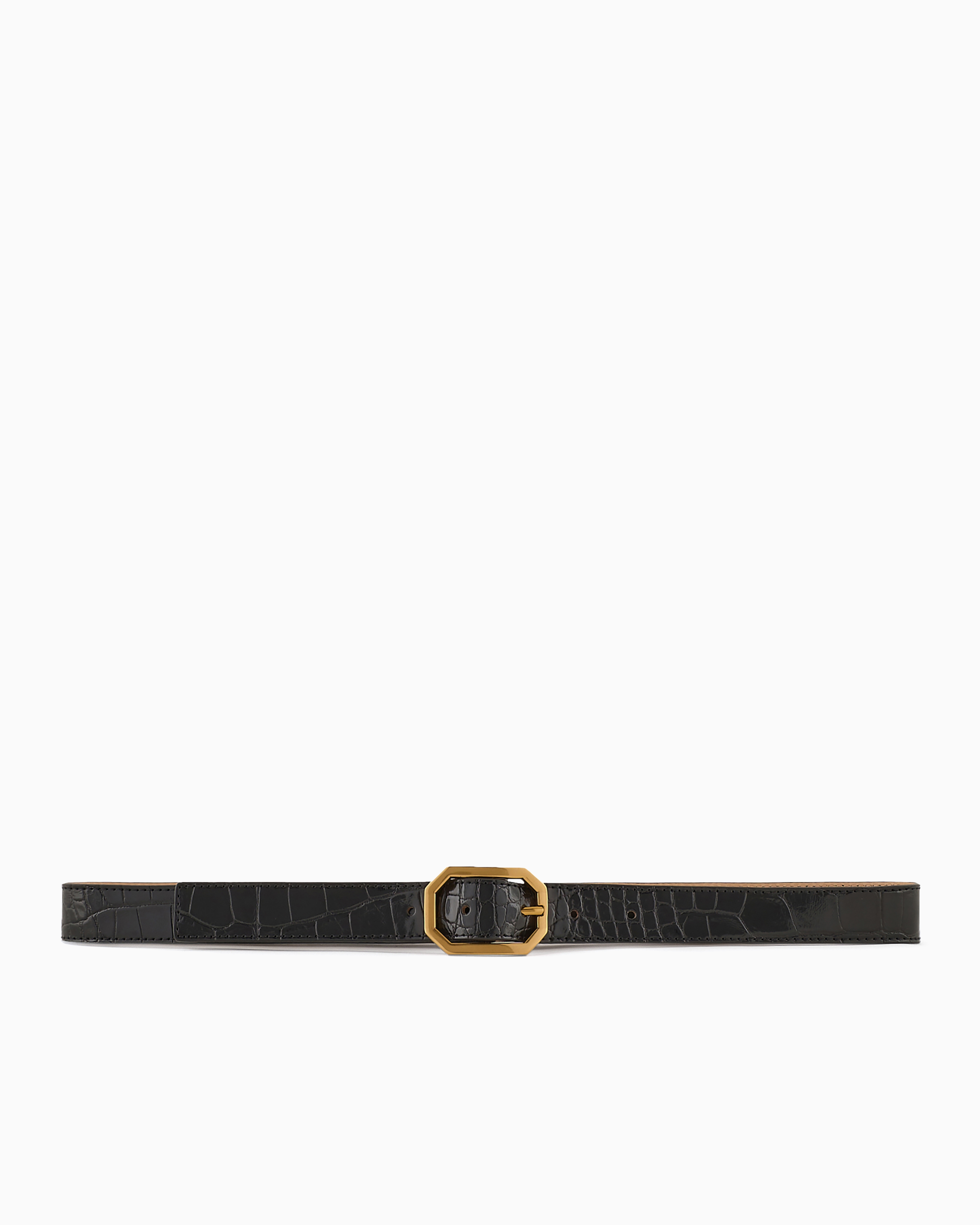 Emporio Armani Official Store Mock Croc Belt In Black