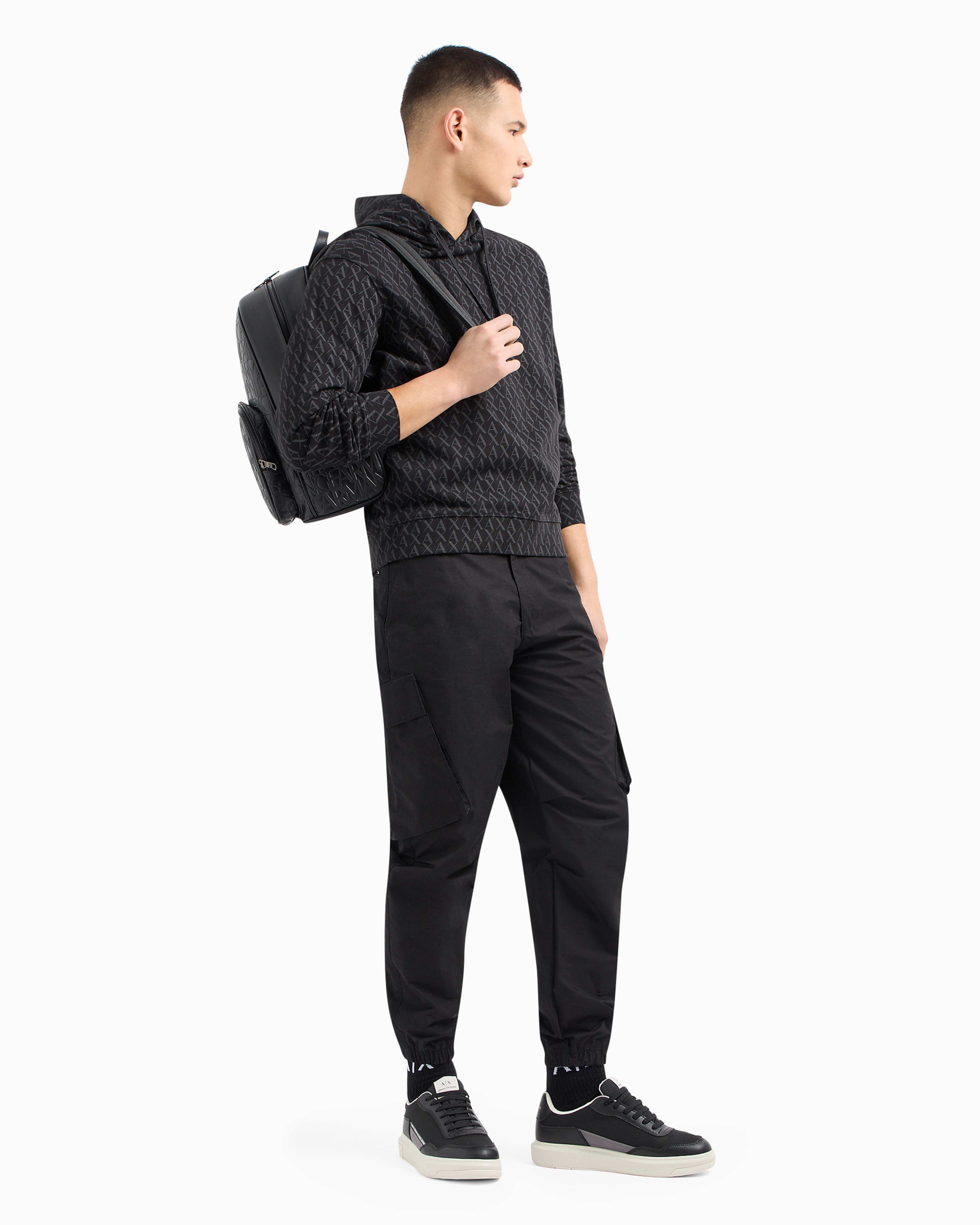 Armani Exchange French Terry Sweatshirt In Black