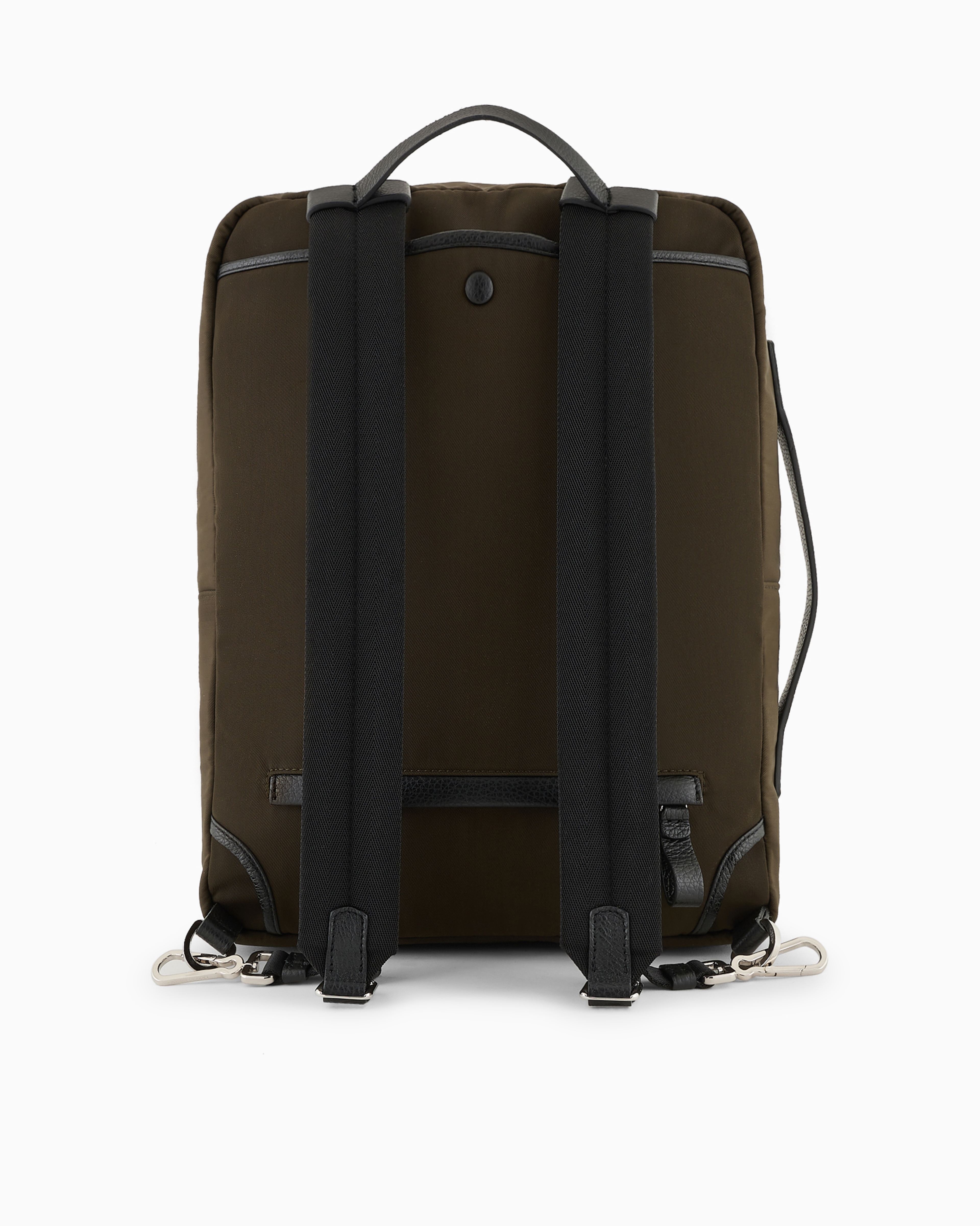 Giorgio Armani Official Store Asv Nylon And Pebbled-leather Backpack In Military Green