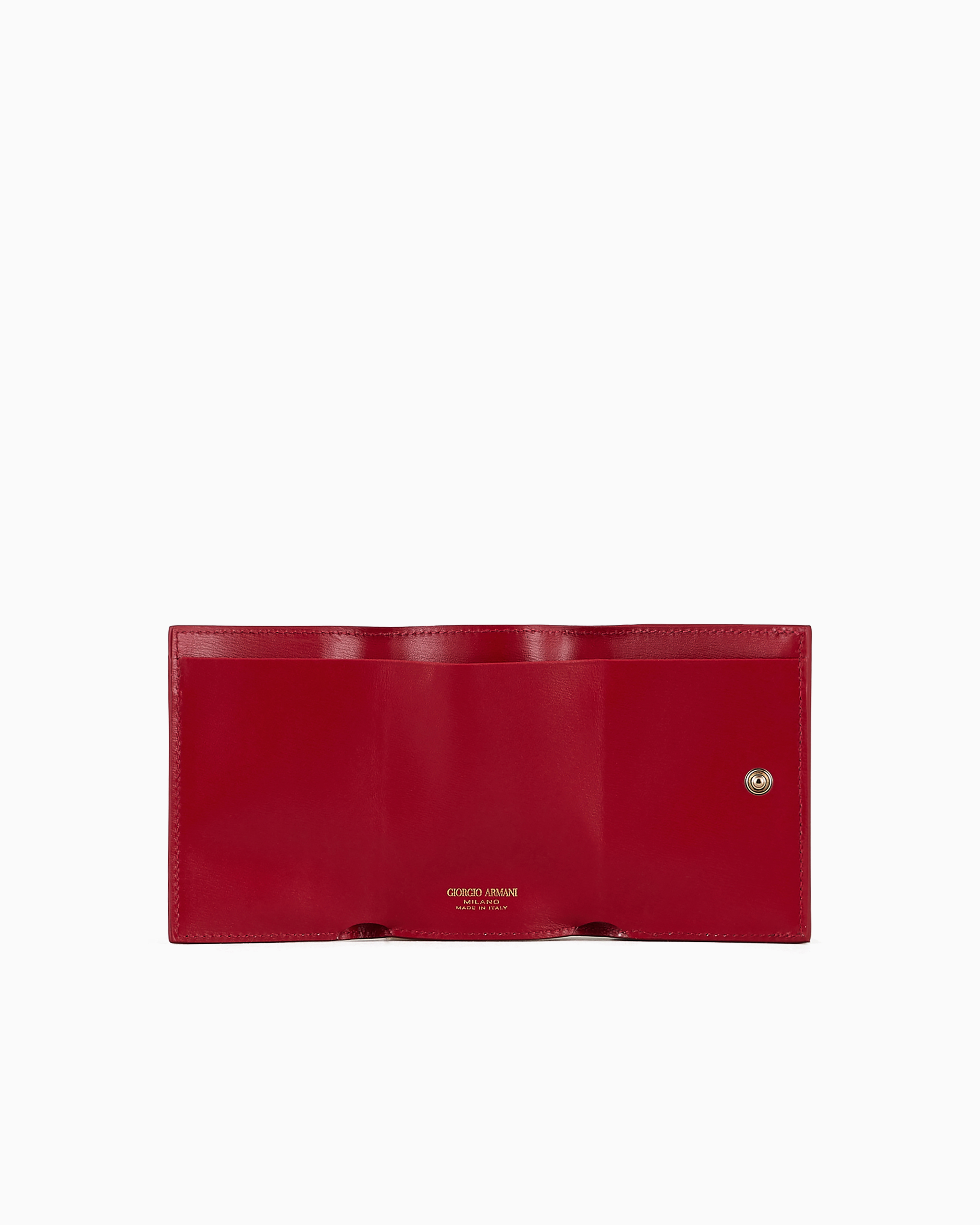 Shop Giorgio Armani Mini La Prima Trifold Wallet In Palmellato Leather In Rot