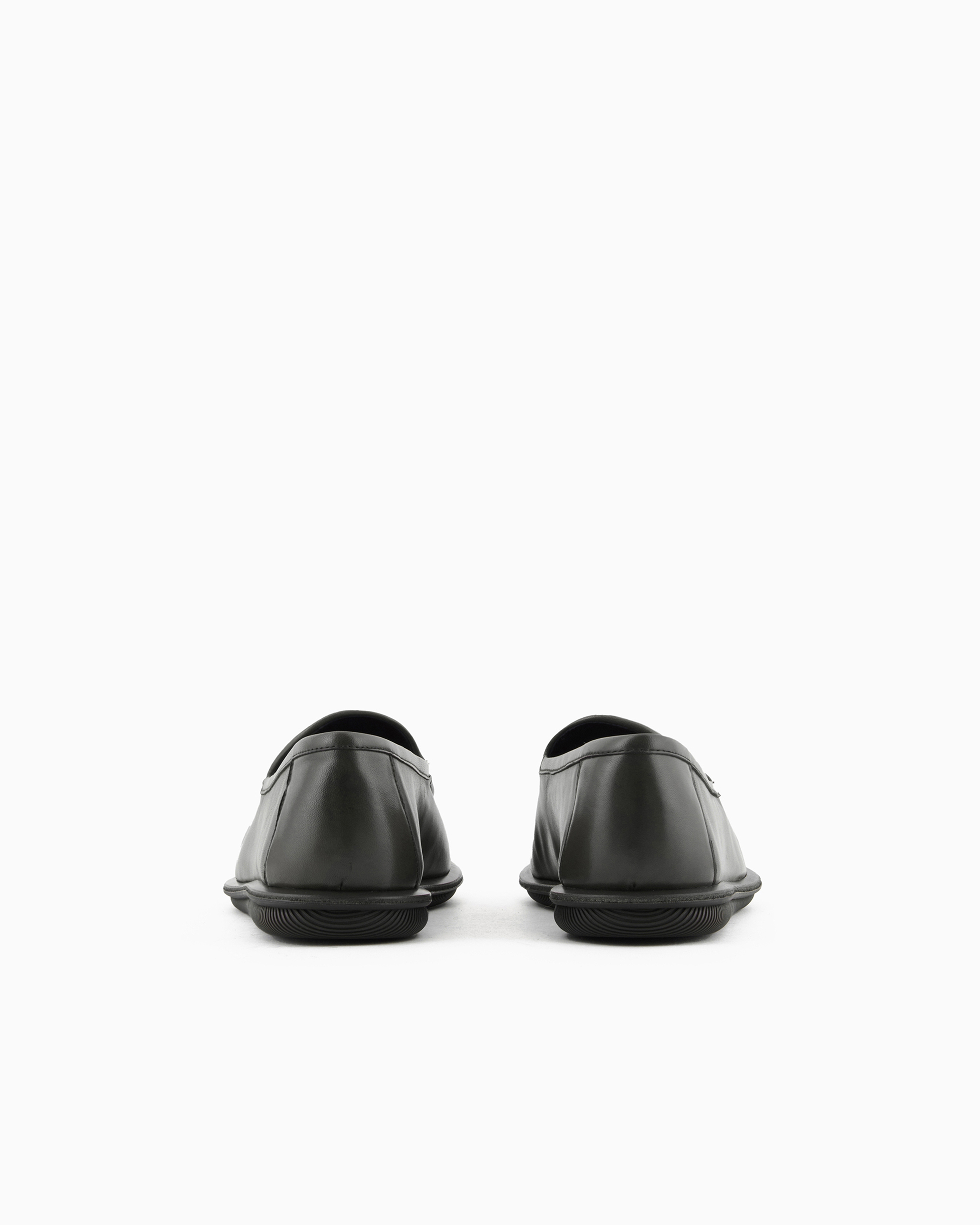 Giorgio Armani Official Store Vintage Nappa Leather Loafers With Embroidered Logo In Green