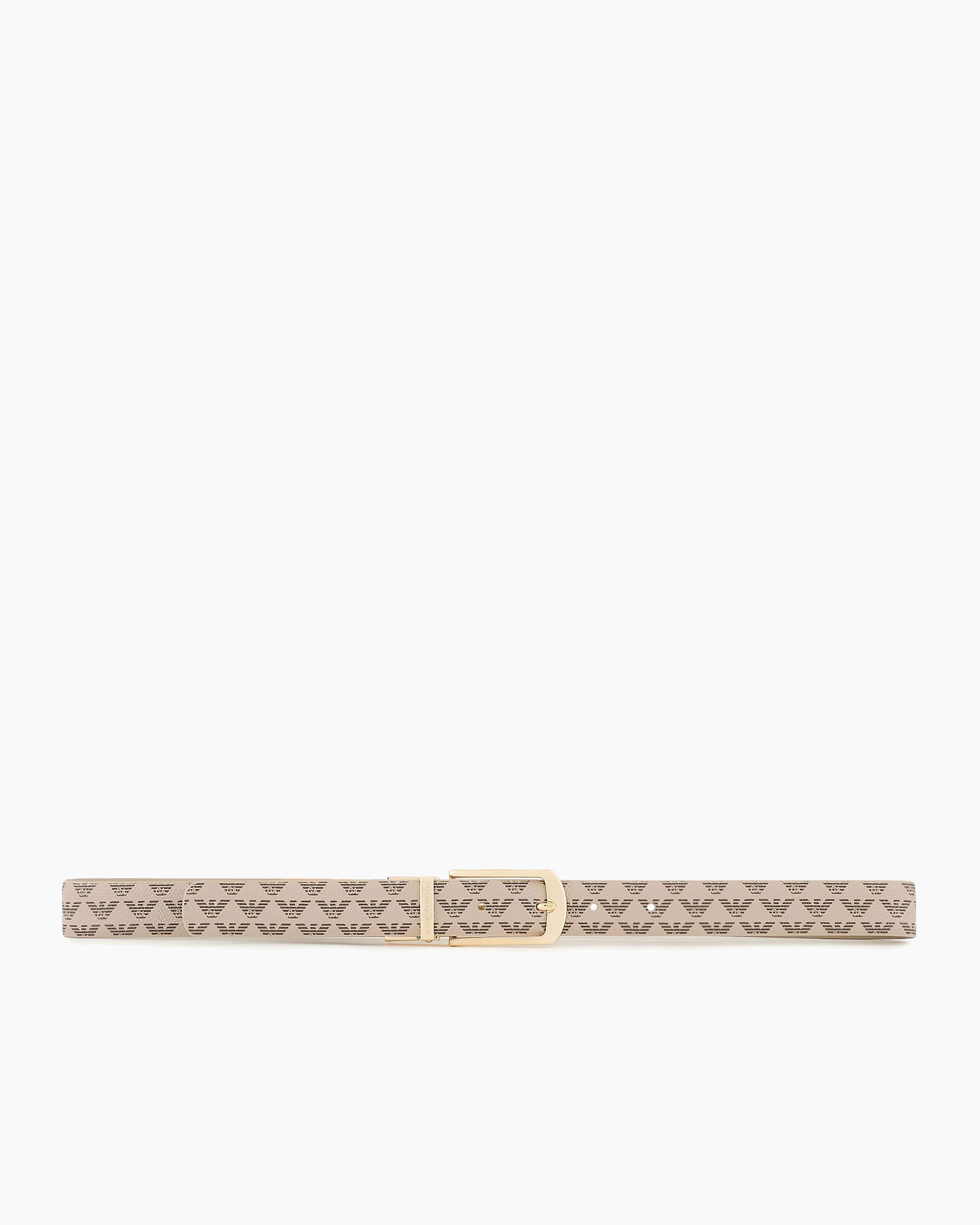 Emporio Armani Official Store All-over Eagle Two-toned Reversible Belt In Beige