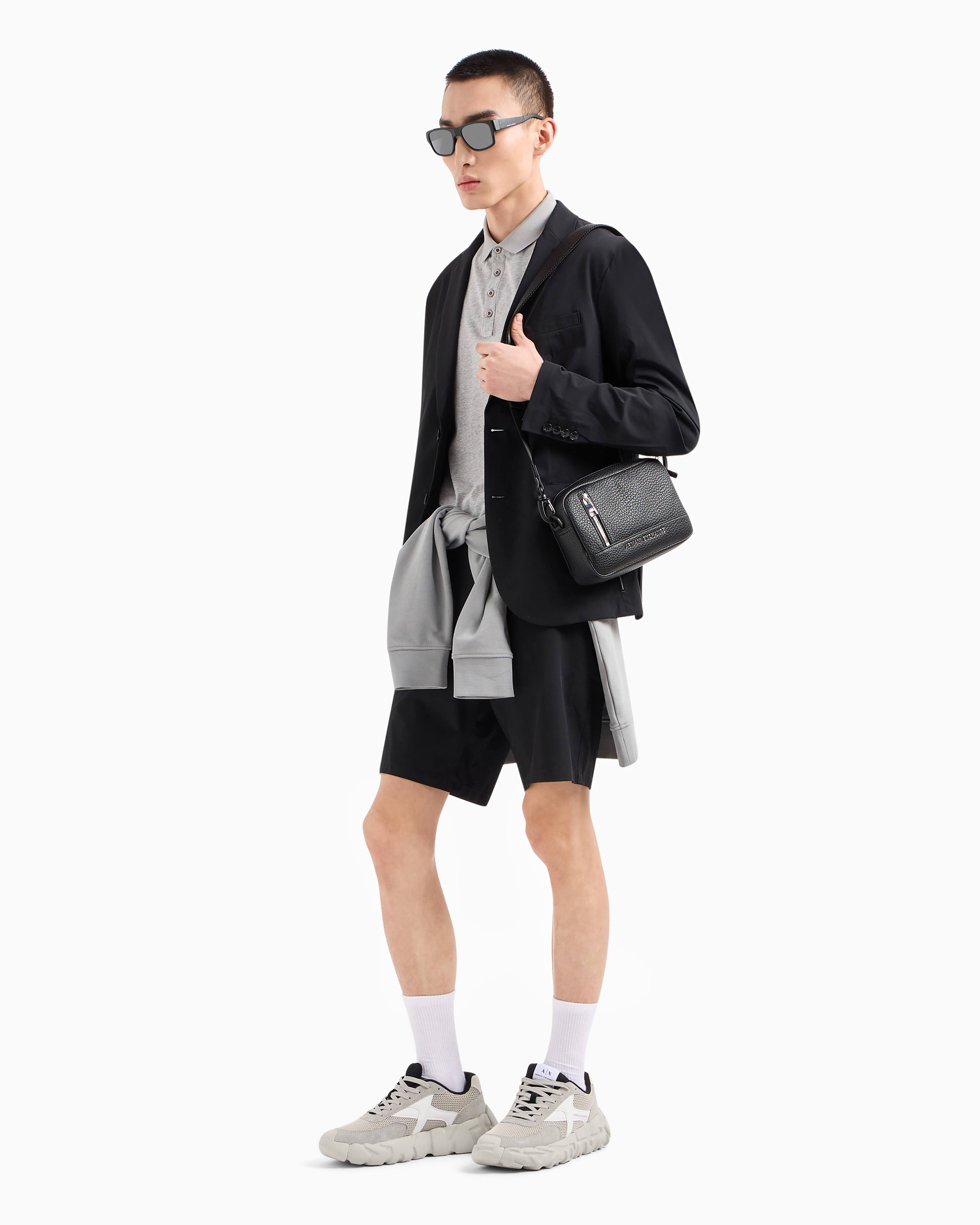 Armani Exchange Bermuda Shorts In Stretch Gabardine In Black