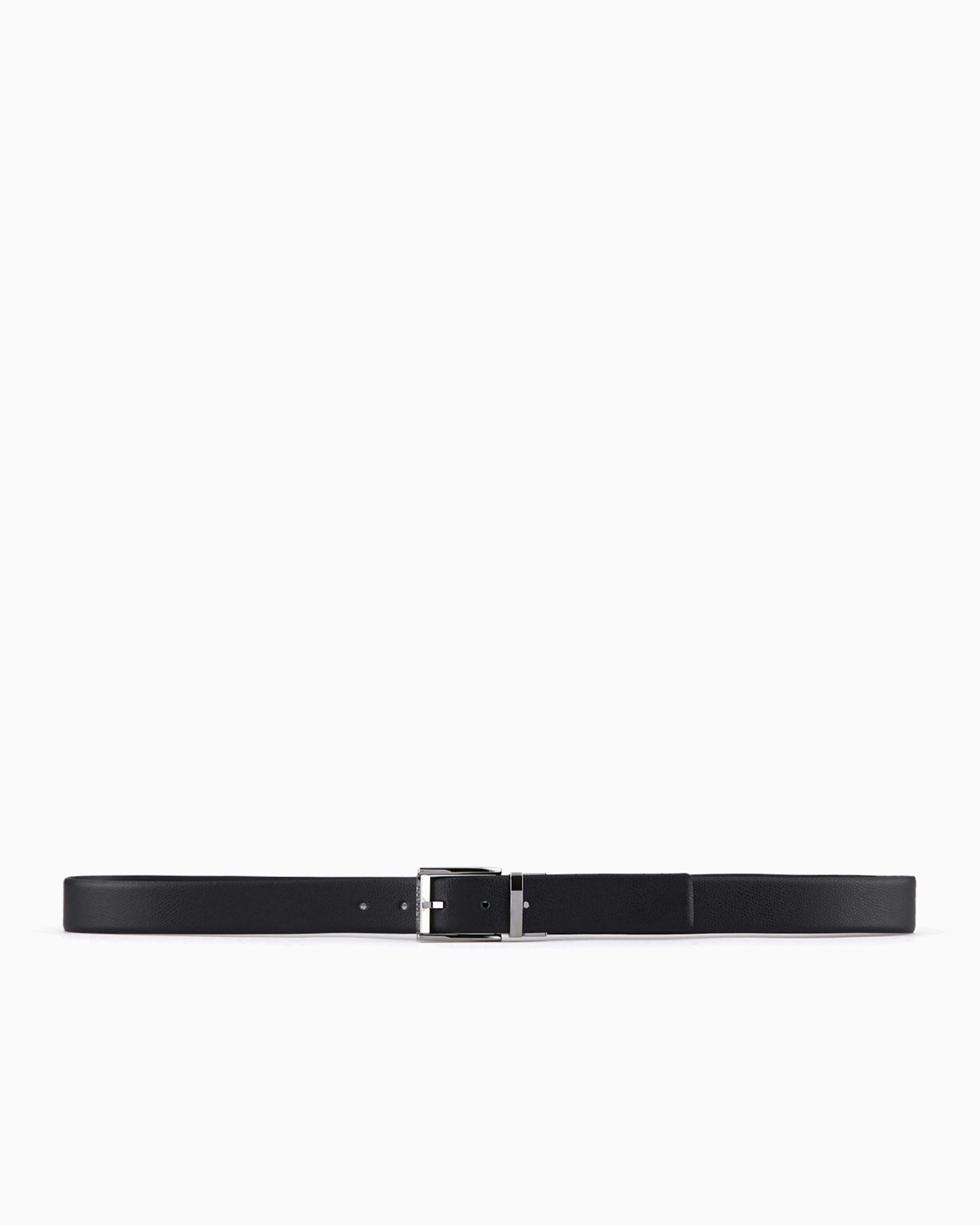 Shop Emporio Armani Reversible Leather Belt With One Side In Palmellato Leather In Black