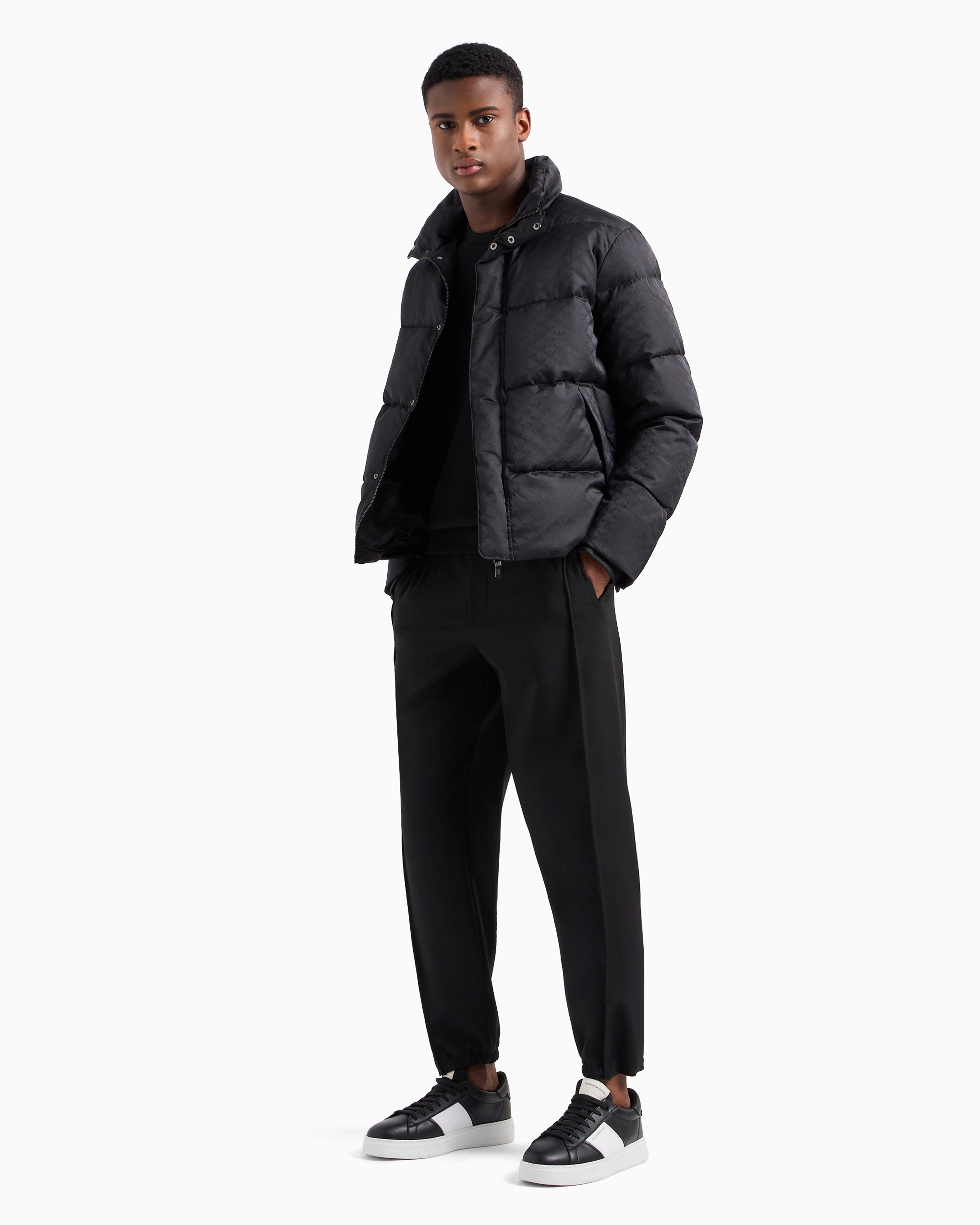 Emporio Armani Double-jersey Sweatshirt With Micro Logo Patch In Black