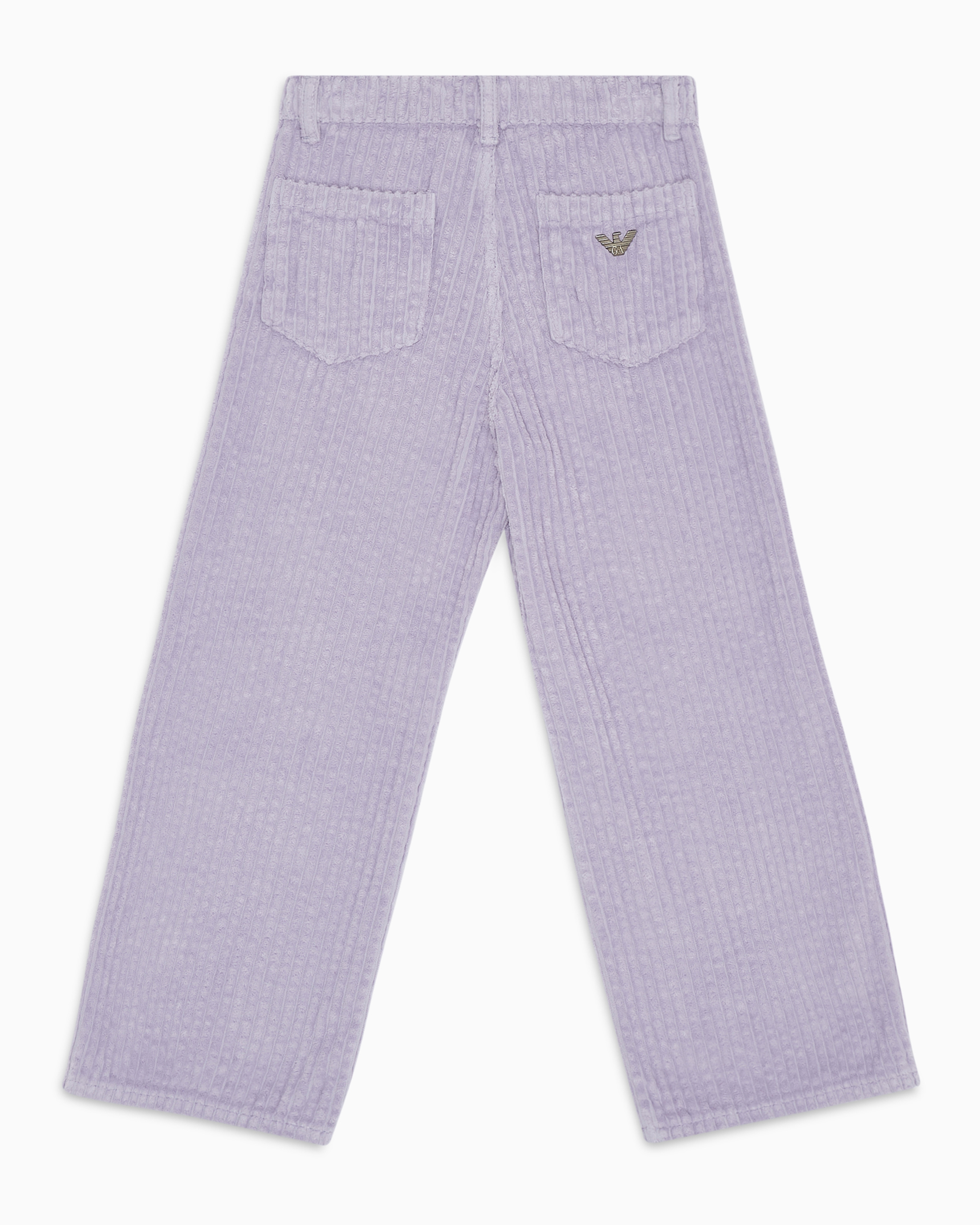 Shop Emporio Armani J28 Five-pocket Trousers In Soft, Ribbed Fabric In Purple