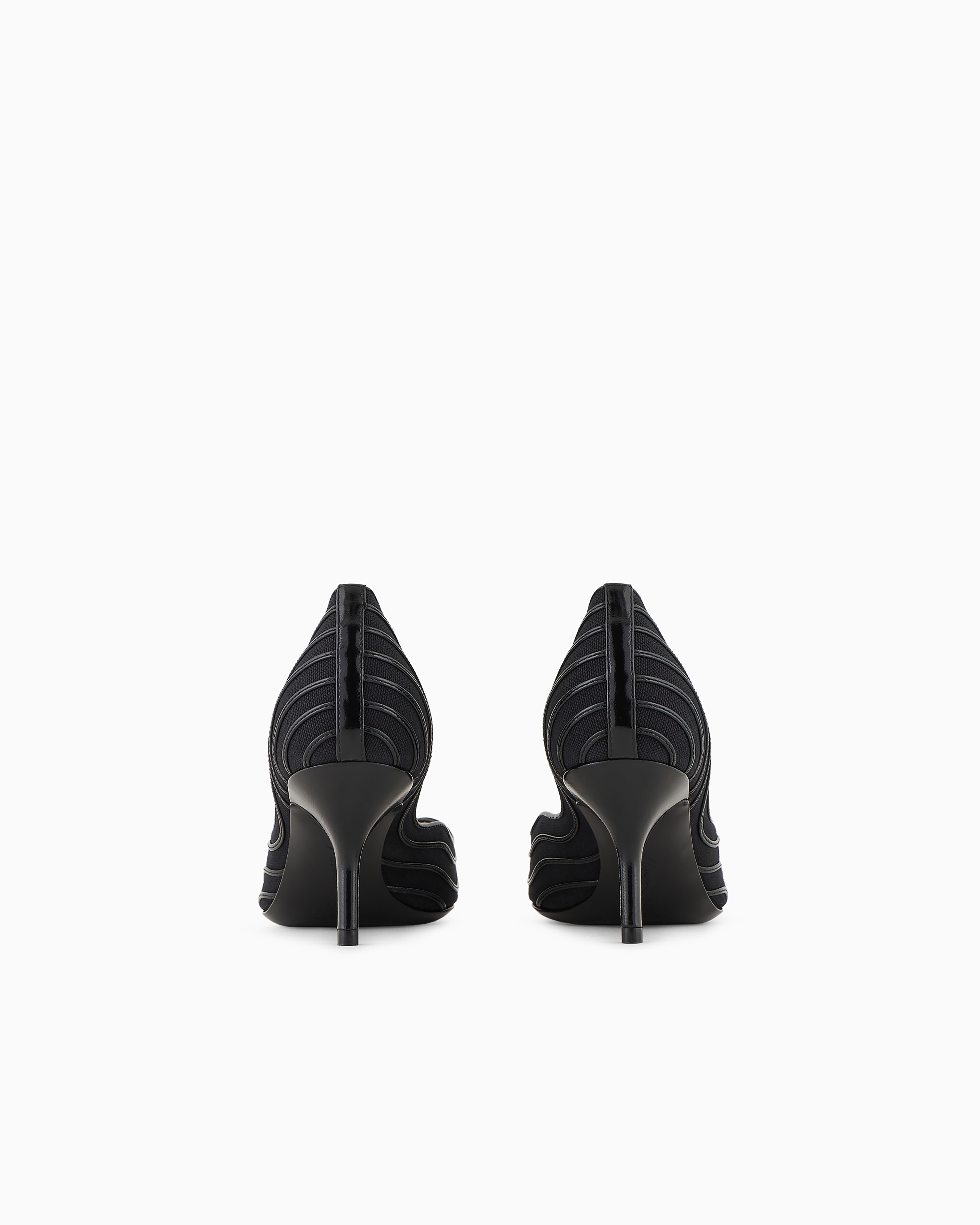 Shop Giorgio Armani Canvas And Leather Court Shoes In Black