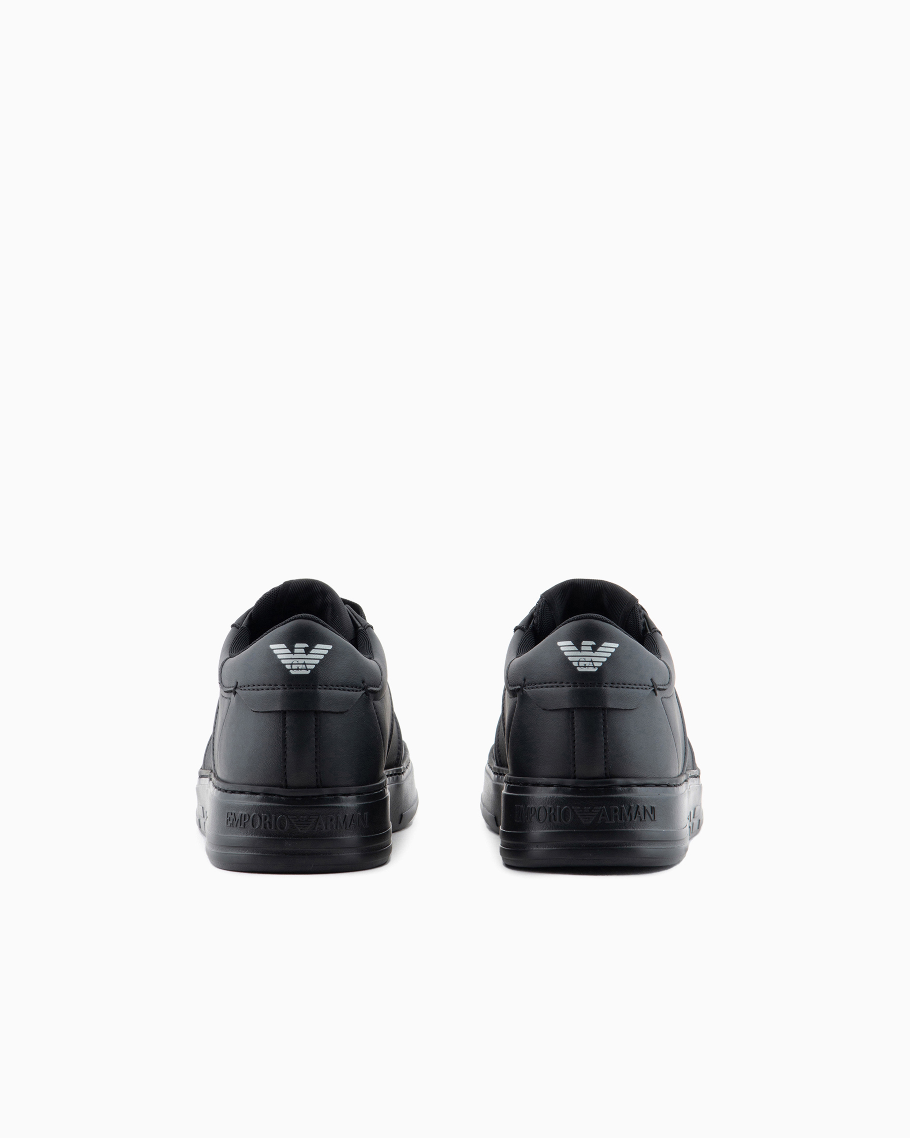 EMPORIO ARMANI LEATHER SNEAKERS WITH LOGO DETAIL 