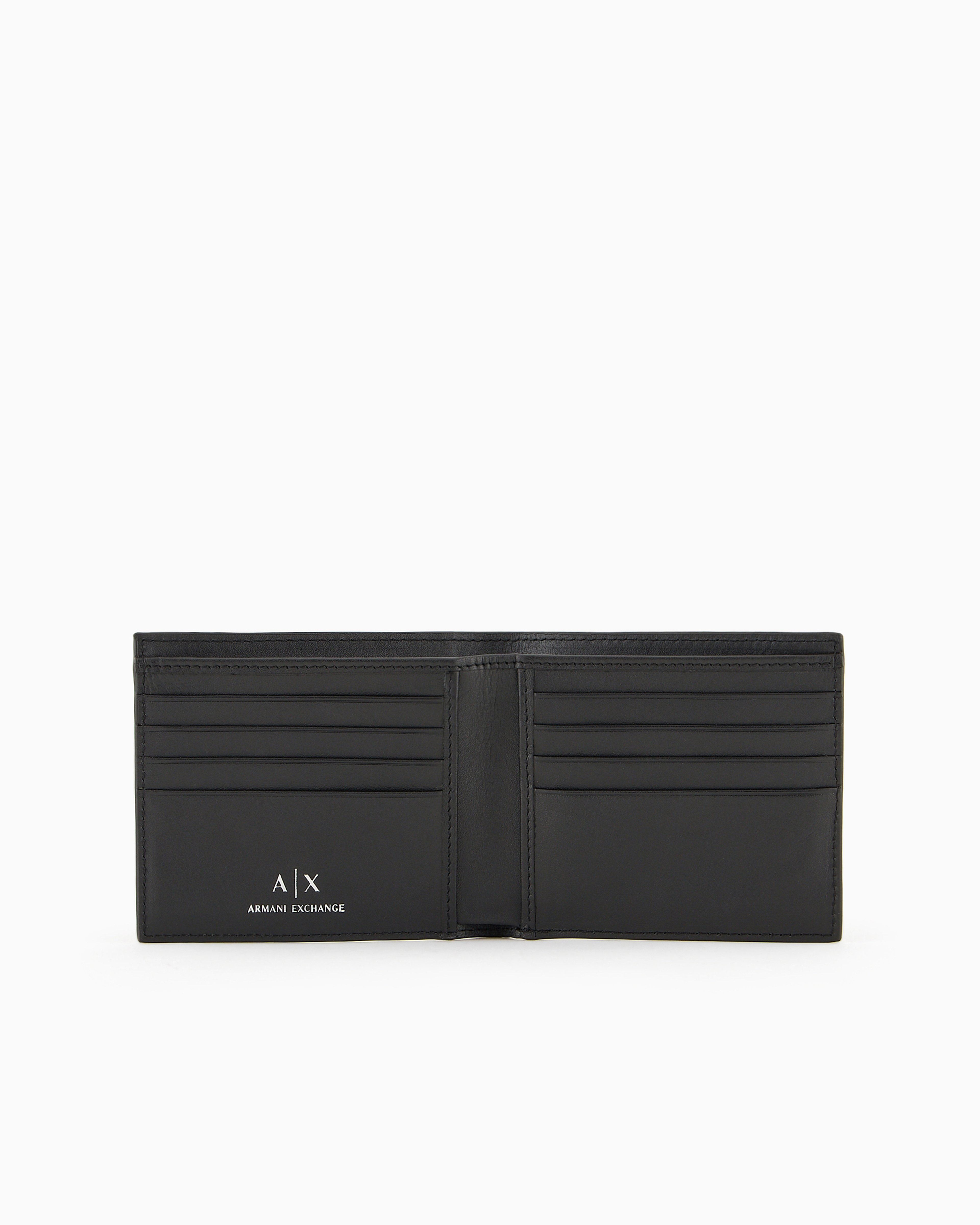 Armani Exchange Official Store Leather Book Wallet In Black