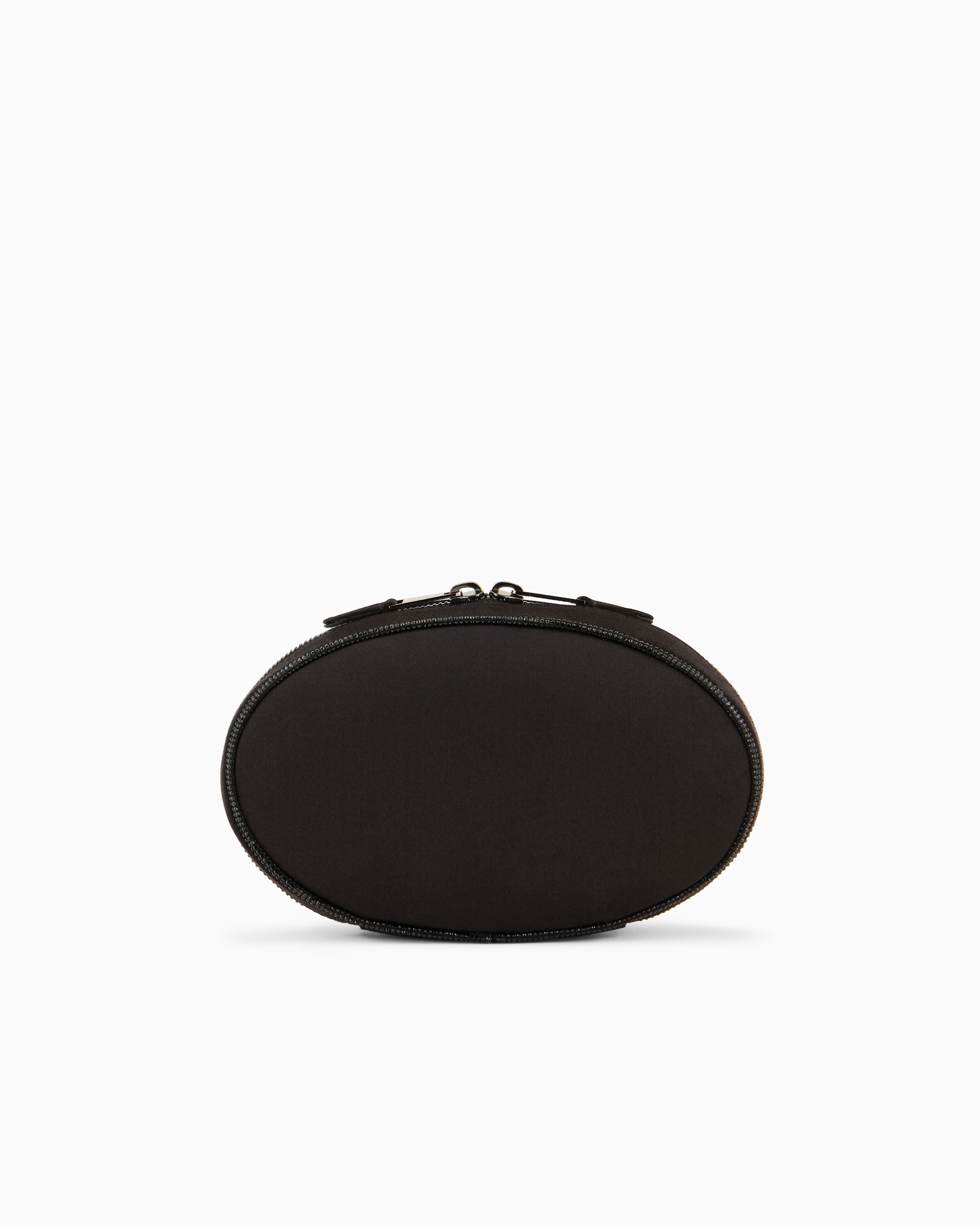 Giorgio Armani Round, Satin Clutch Bag In Black