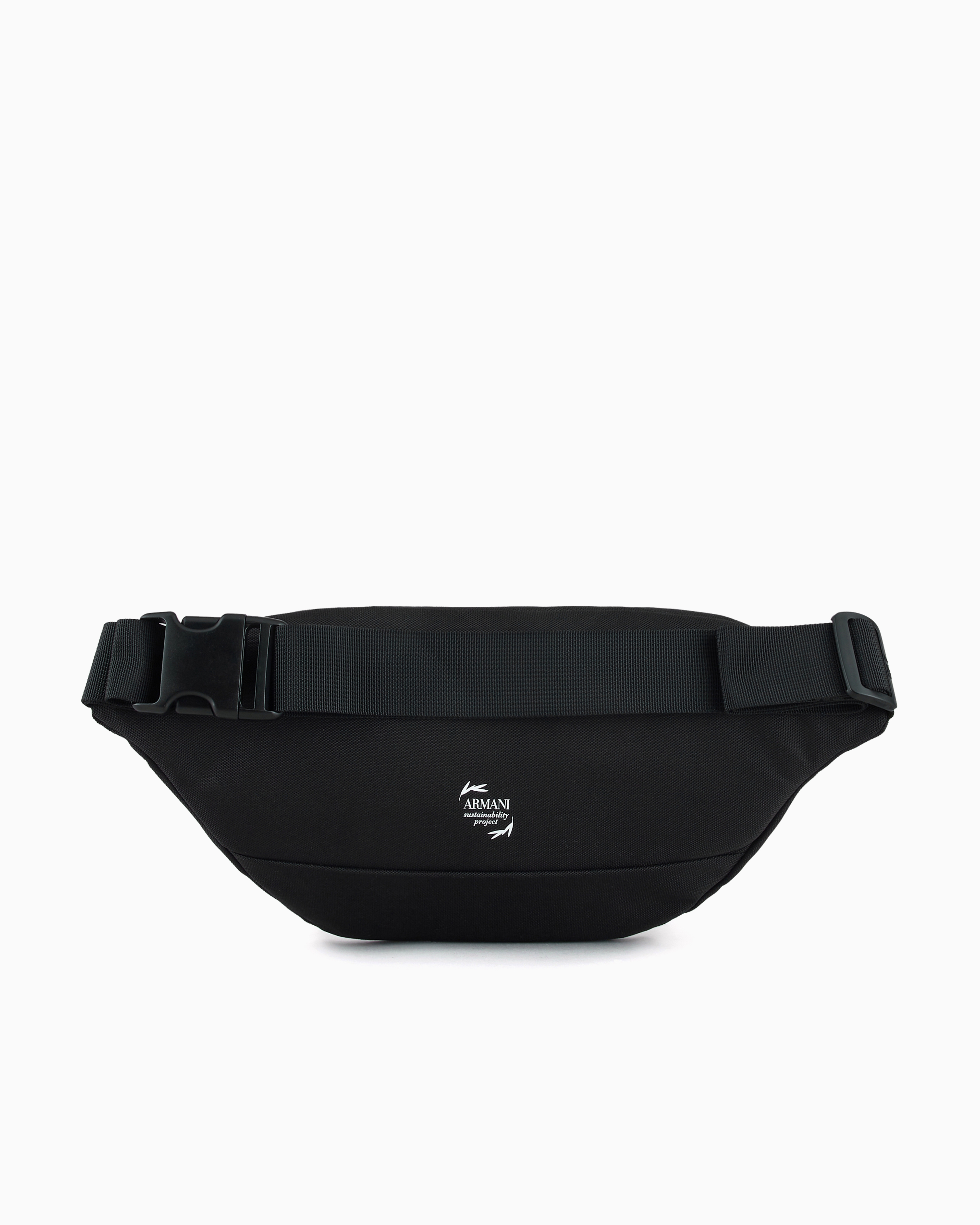 Emporio Armani Train Core Recycled Fabric Belt Bag In Black