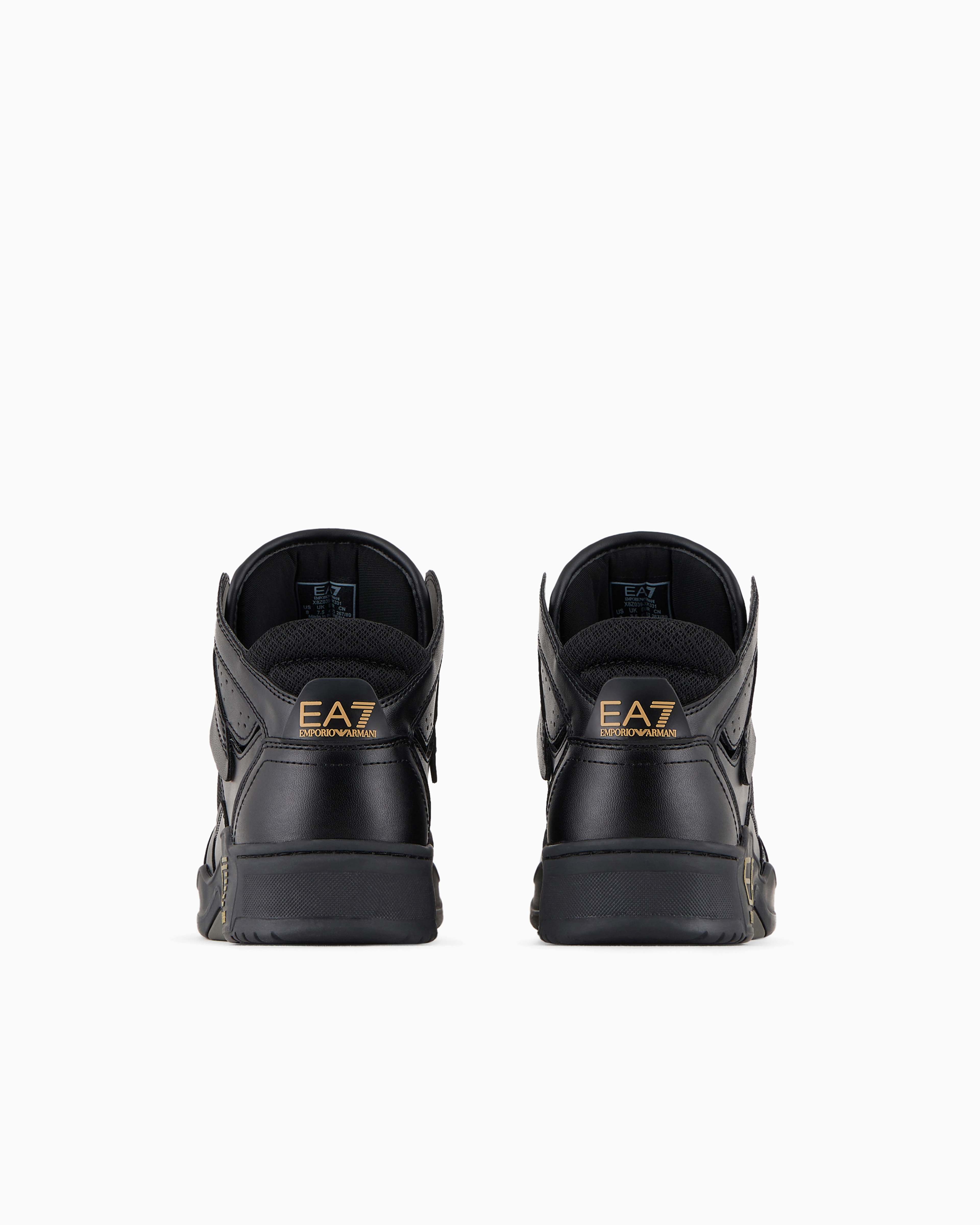 Shop Ea7 Mid-top Basketball Sneakers In Black