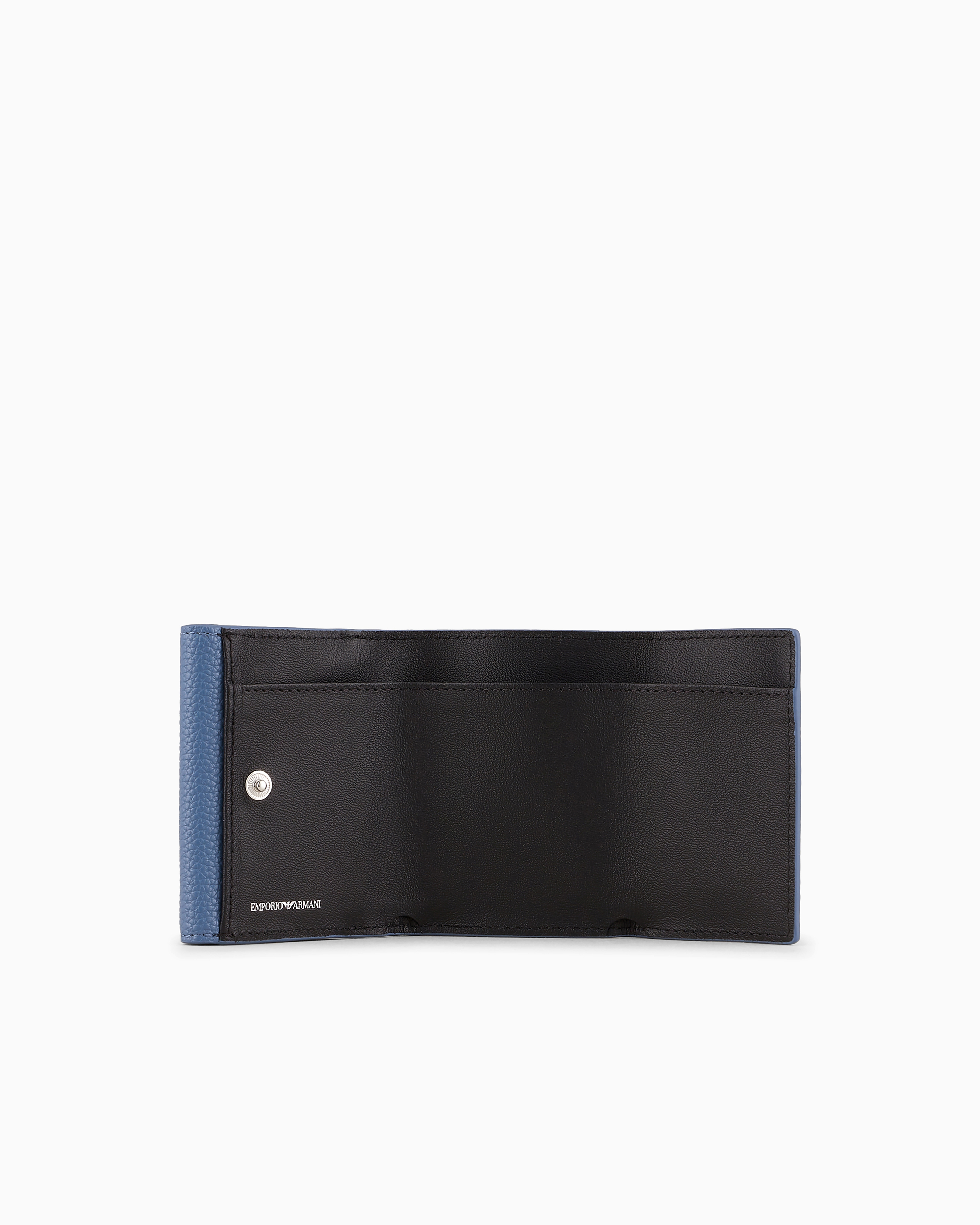 Shop Emporio Armani Myea Trifold Wallet With Deer Print In Blue