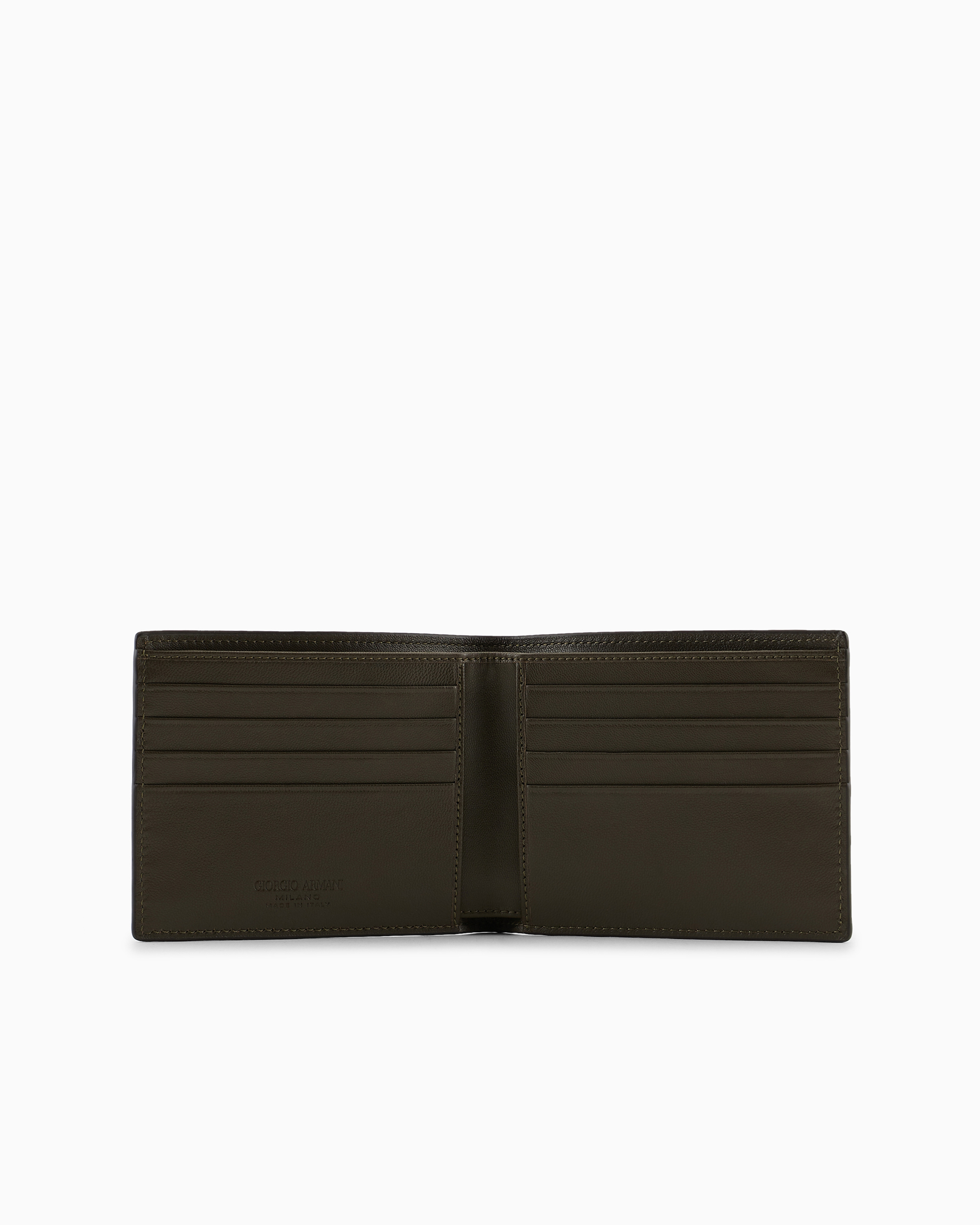 Giorgio Armani Nappa-leather Bifold Wallet In Green