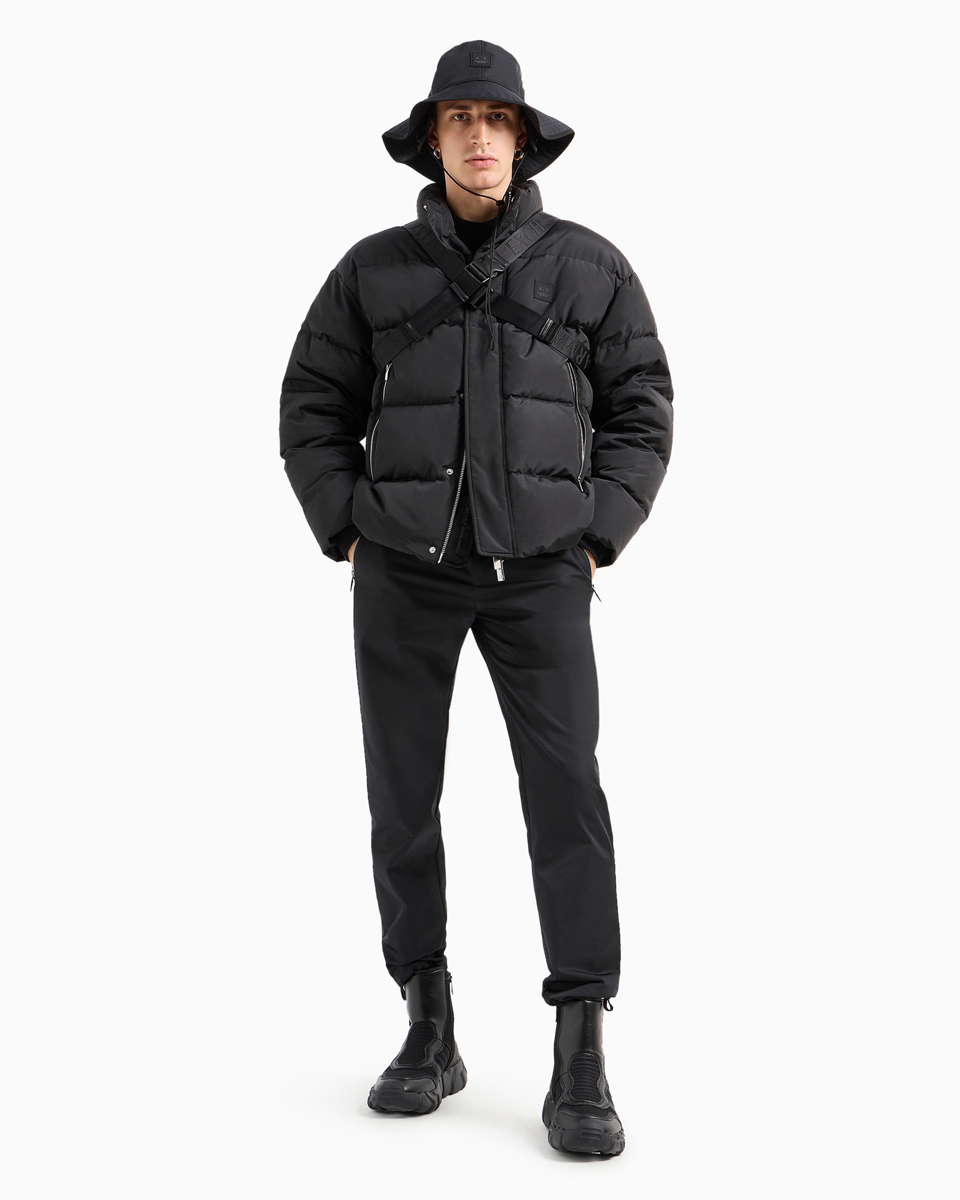 ARMANI EXCHANGE SLIM FIT TROUSERS IN SHINY TWILL