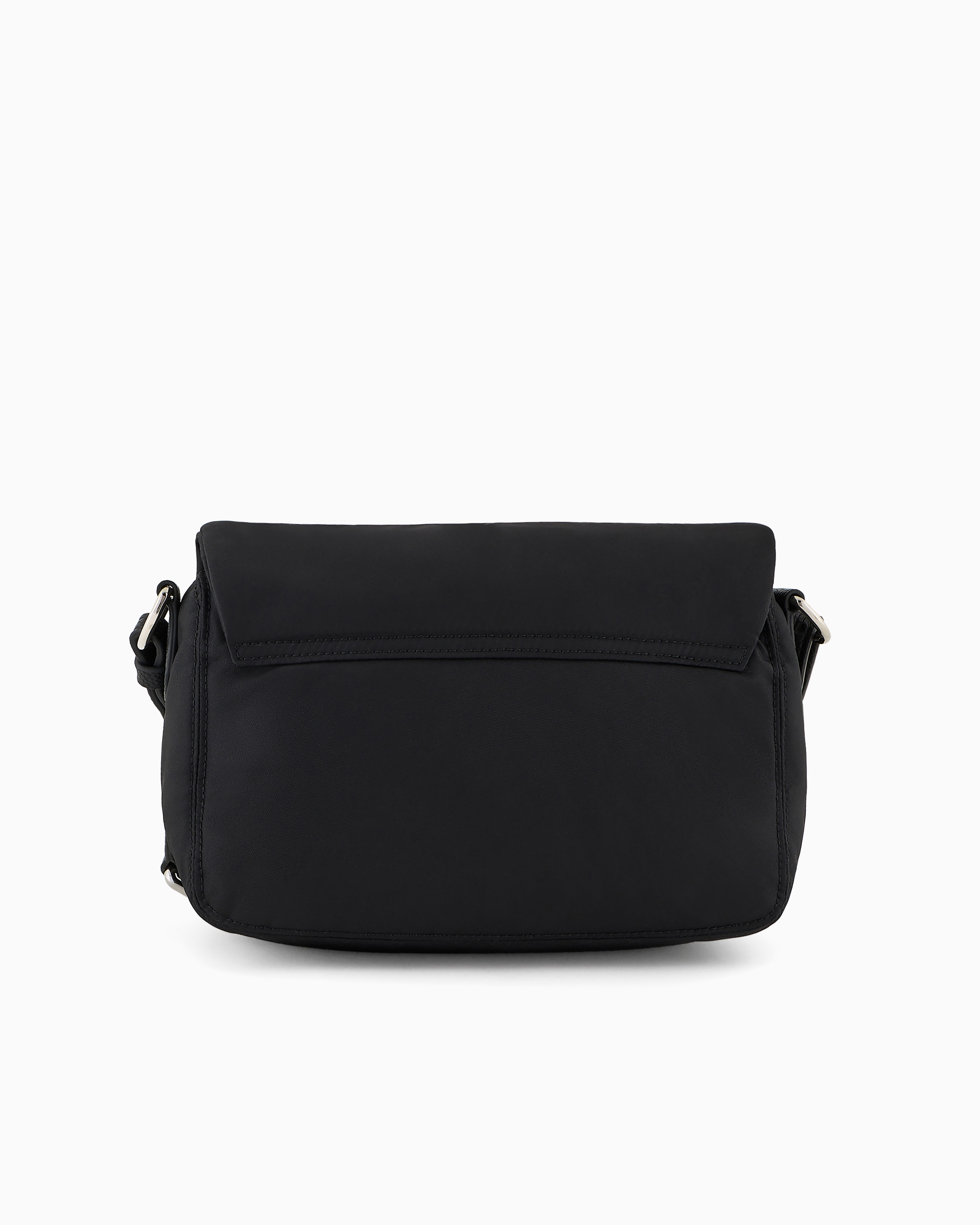 Emporio Armani Official Store Asv Recycled Nylon Shoulder Bag With Eagle Plaque In Black