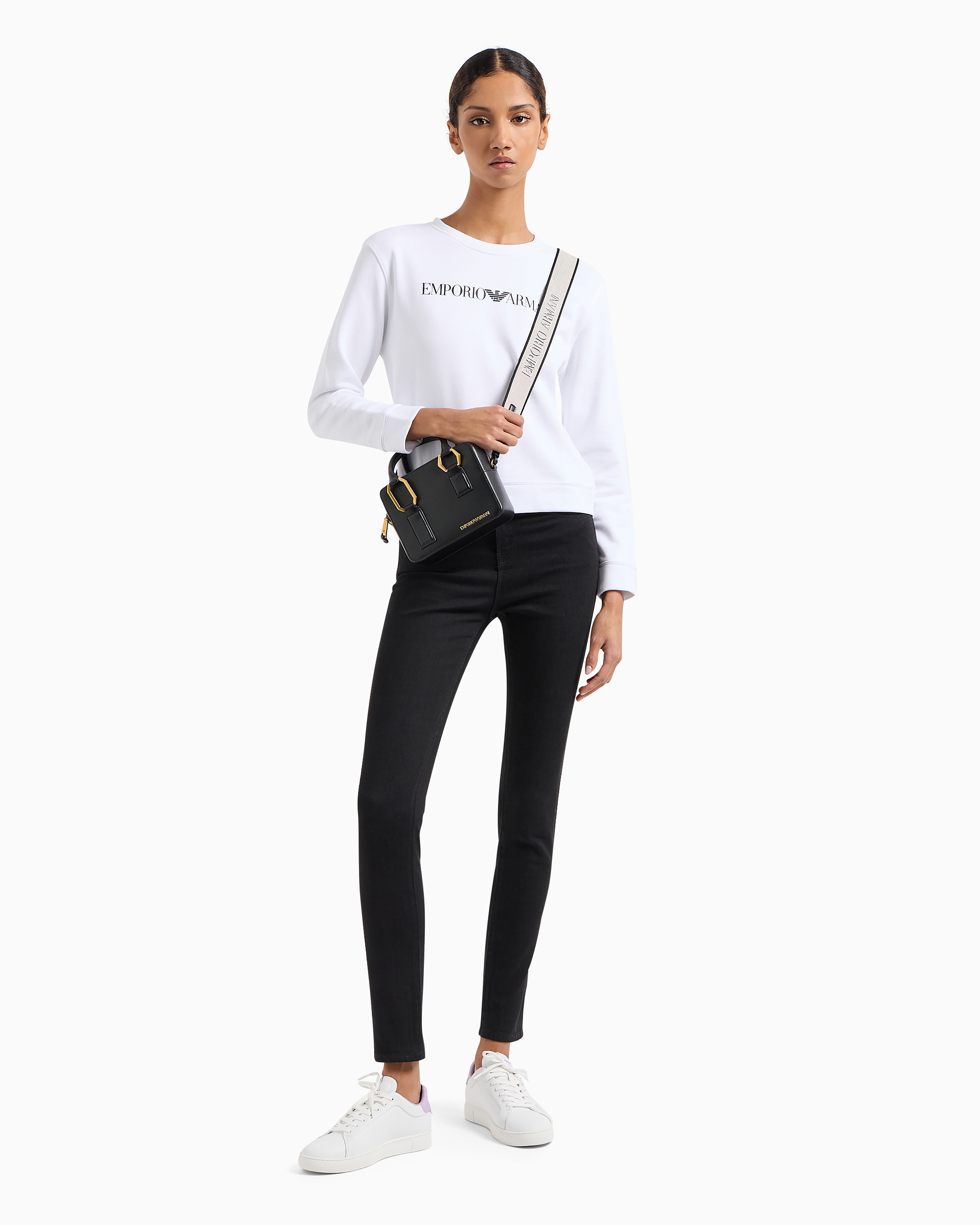 Shop Emporio Armani J20 High-waisted, Super Skinny-leg Jeans In Rinsed Comfort Denim In Black