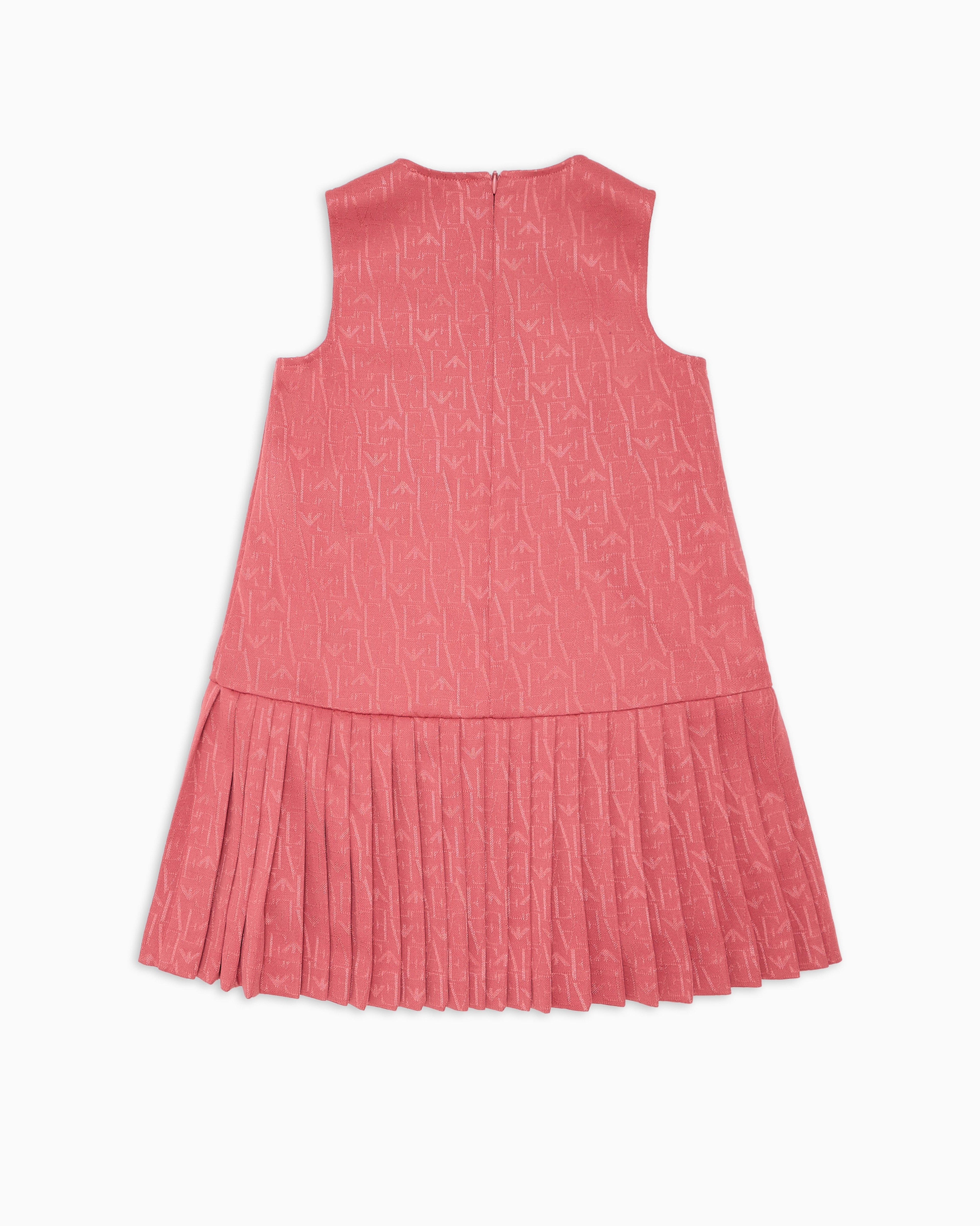 EMPORIO ARMANI SLEEVELESS DRESS WITH JACQUARD LOGO LETTERING AND PLEATED HEM 