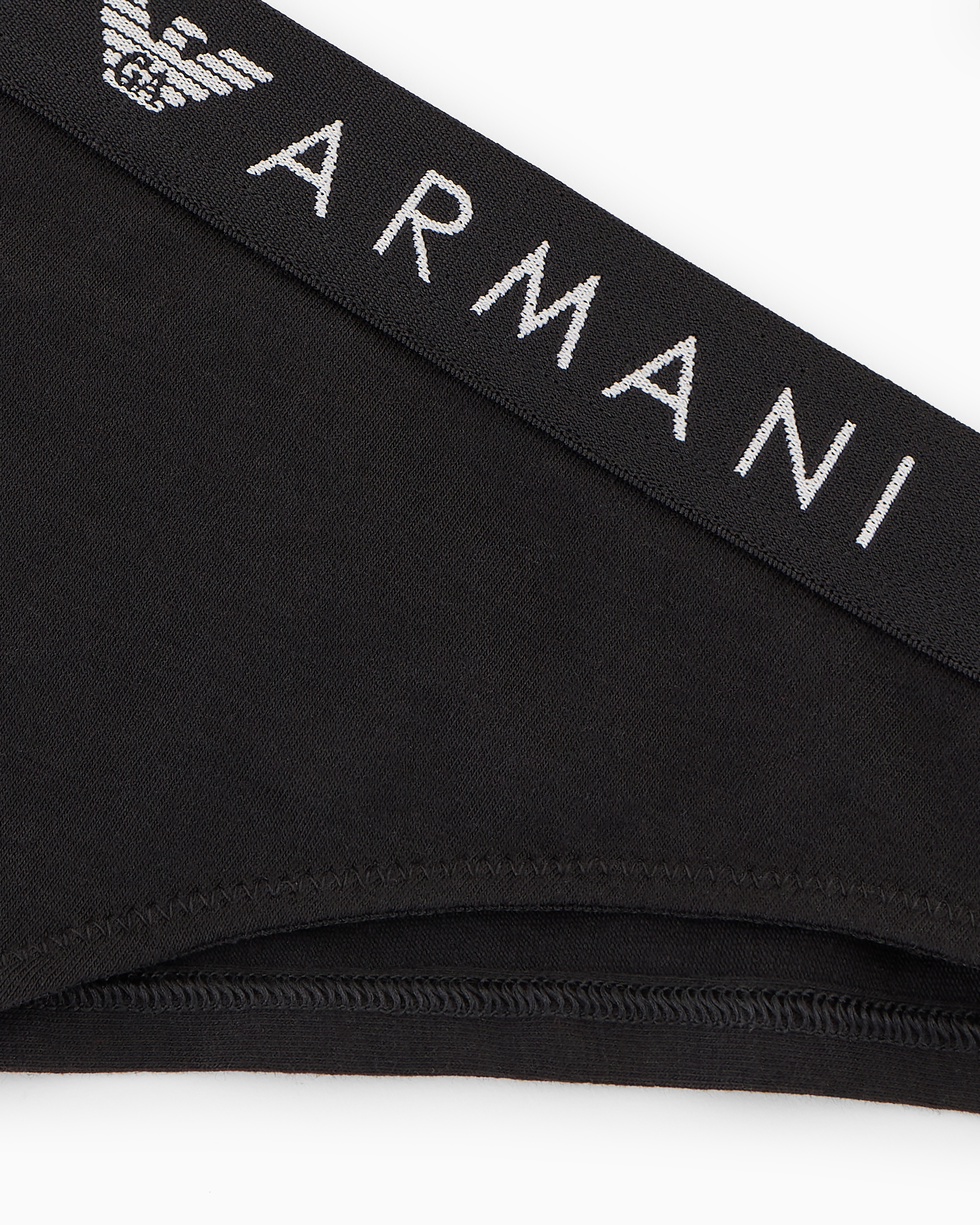 Shop Emporio Armani Asv 2er-pack Brazilian Slips Aus Iconic Bio-baumwolle Mit Logo-band In Schwarz