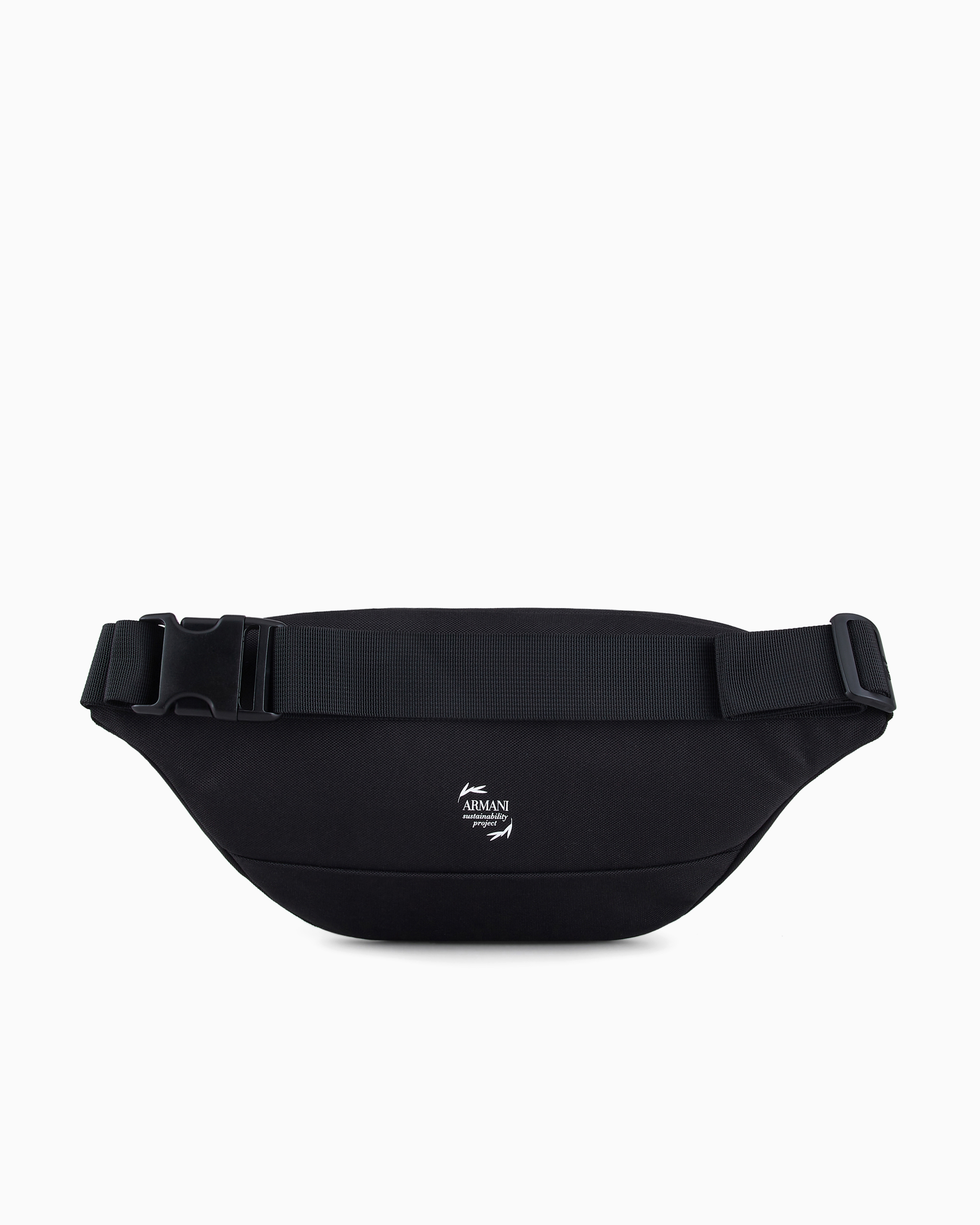 Emporio Armani Train Core Recycled Fabric Belt Bag In Black Logo