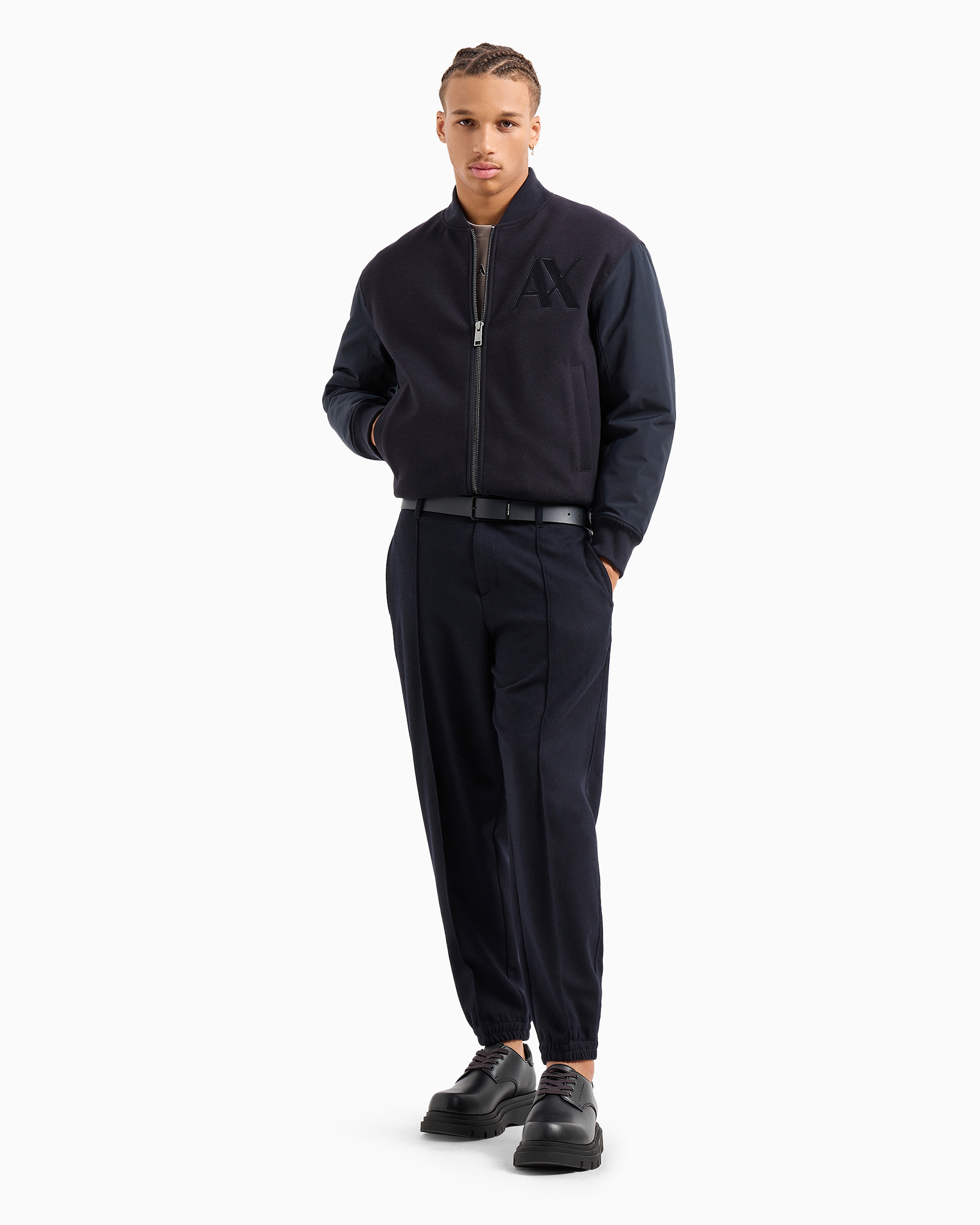 Cloth college jacket with contrasting sleeves | Armani Exchange