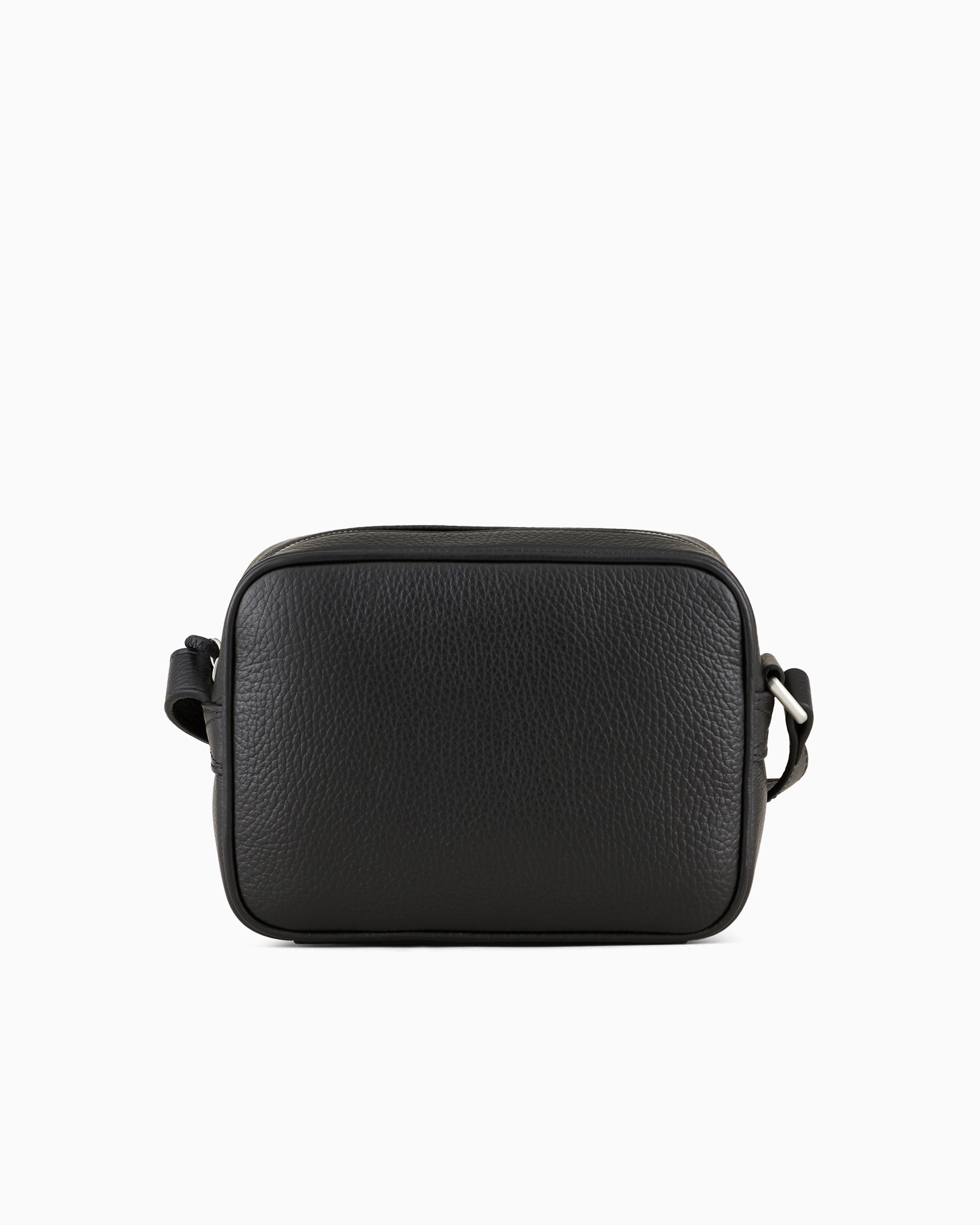 Shop Emporio Armani Tumbled-leather Camera Case With Shoulder Strap In Black