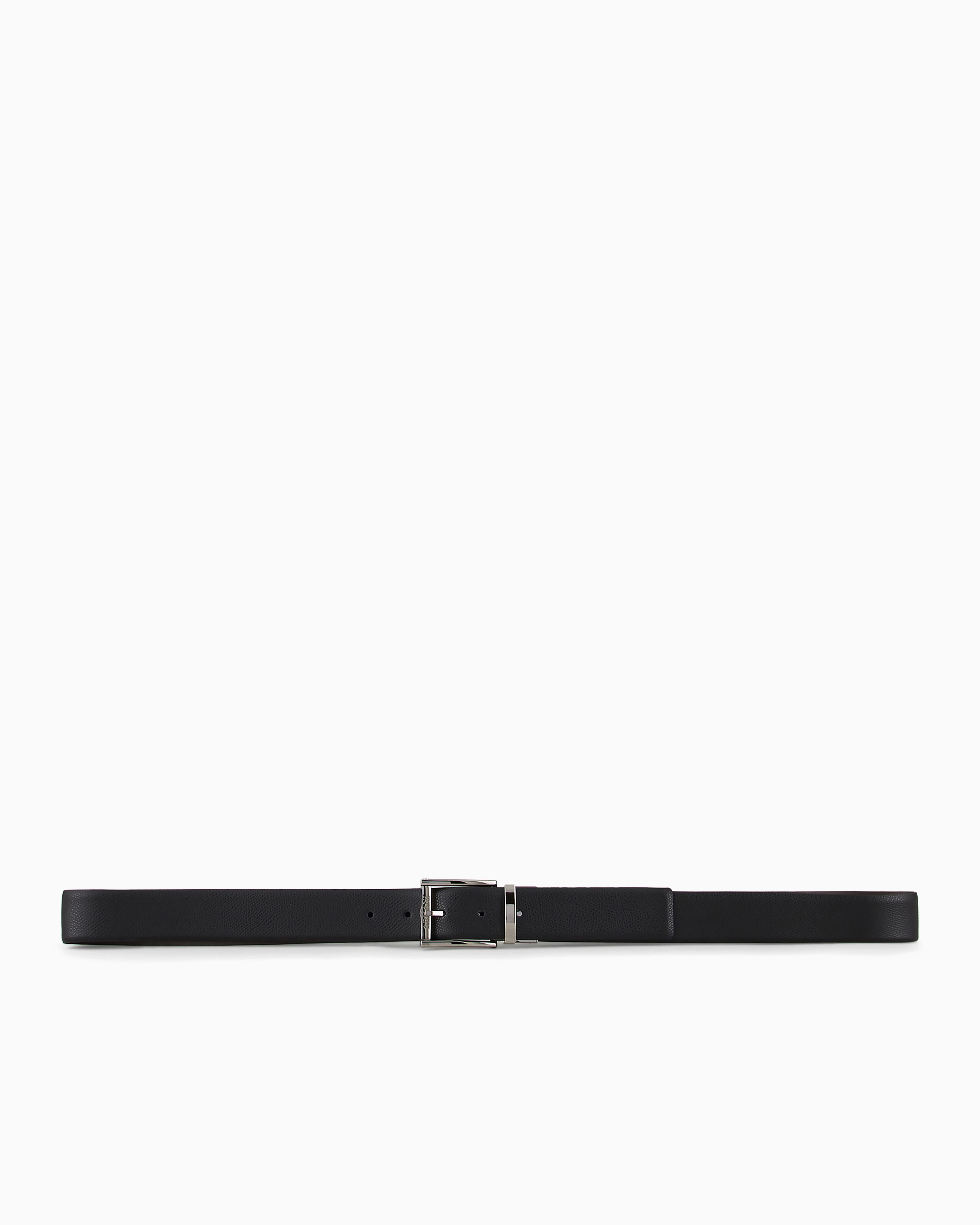 Emporio Armani Reversible Belt In Printed Boarded Leather And Smooth Leather In Brown