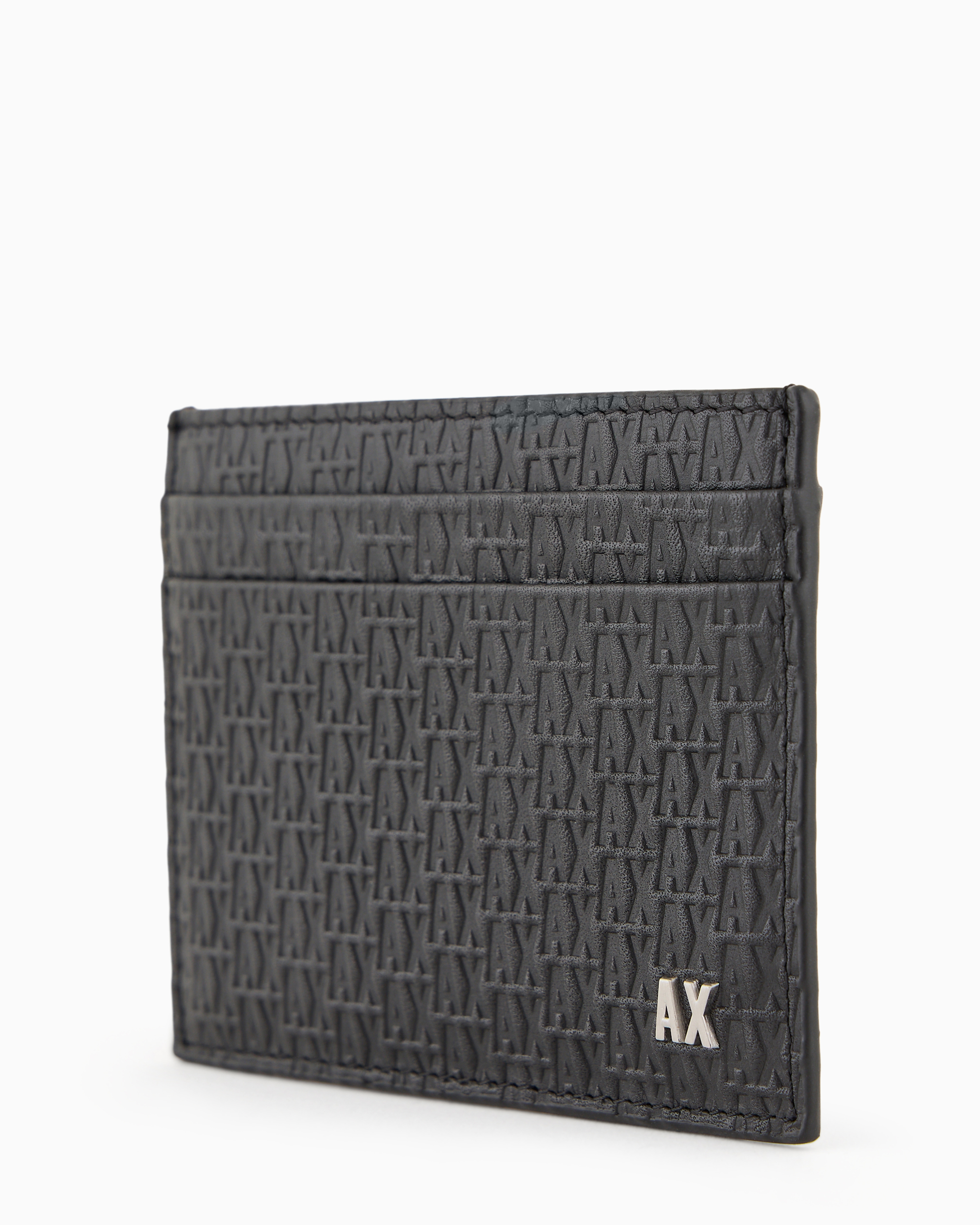 Armani Exchange Official Store Leather Book Wallet In Black