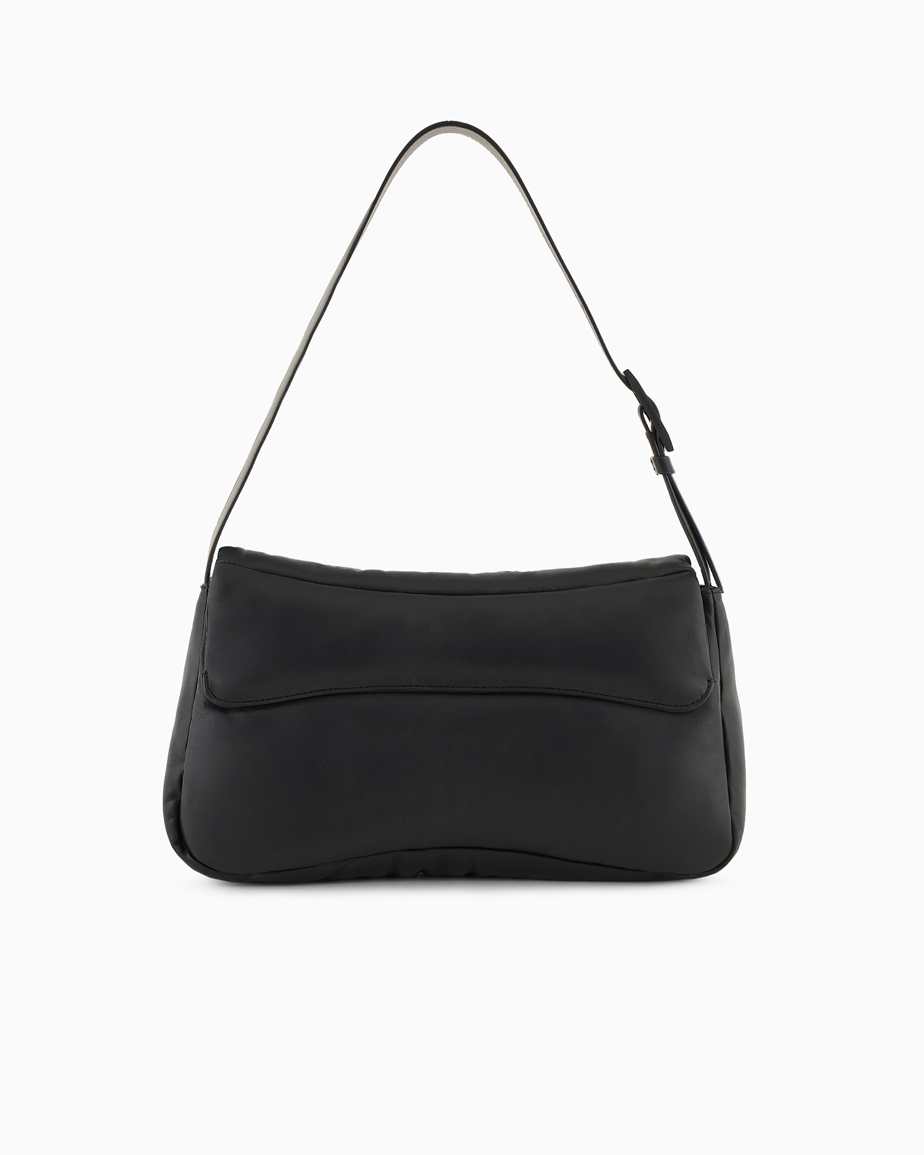 Emporio Armani Official Store Oversized Baguette Shoulder Bag In Puffy Nappa Leather In Black