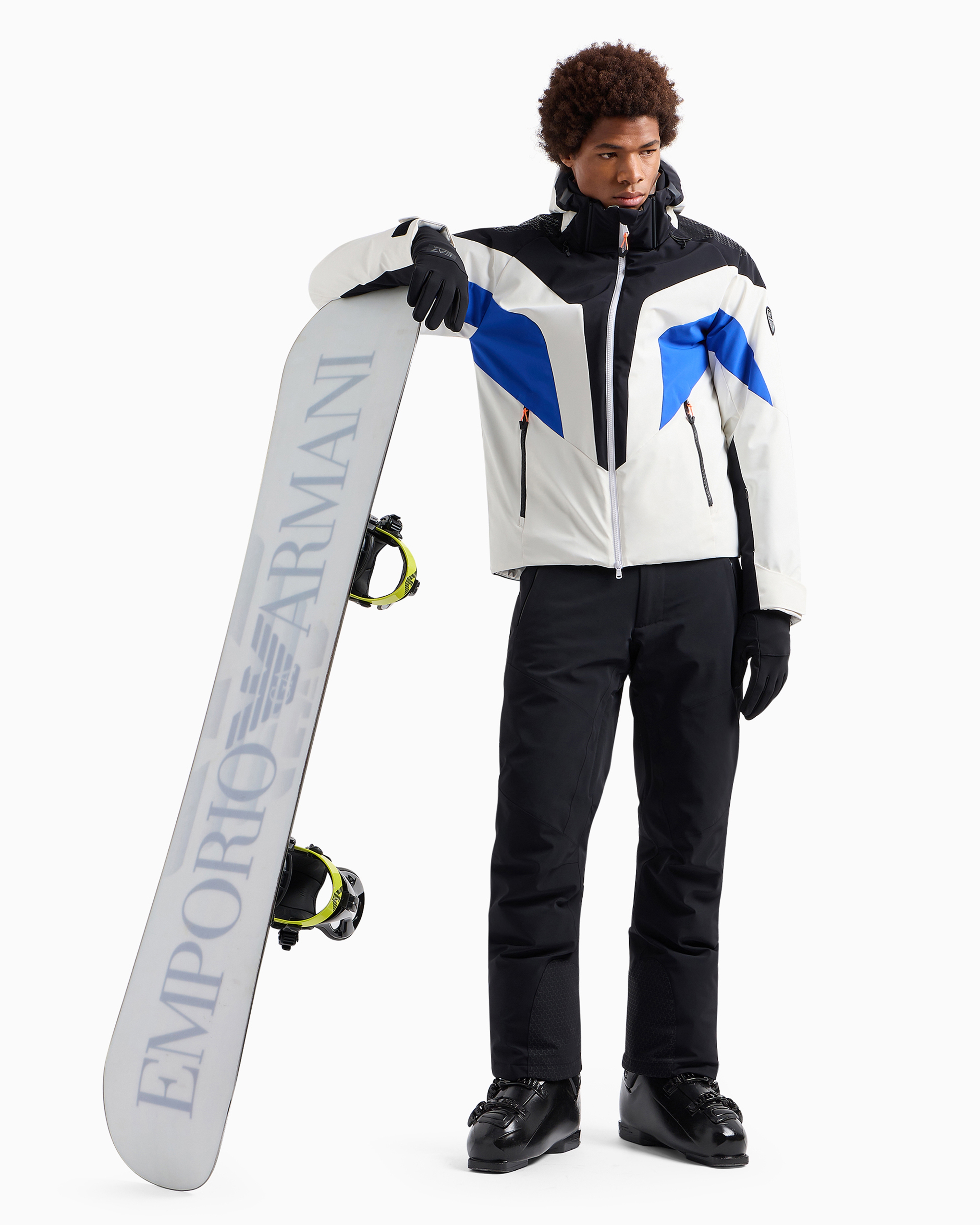 Ea7 Colour-block Effect Technical Ski Jacket With Asv Stratum7 Padding In White
