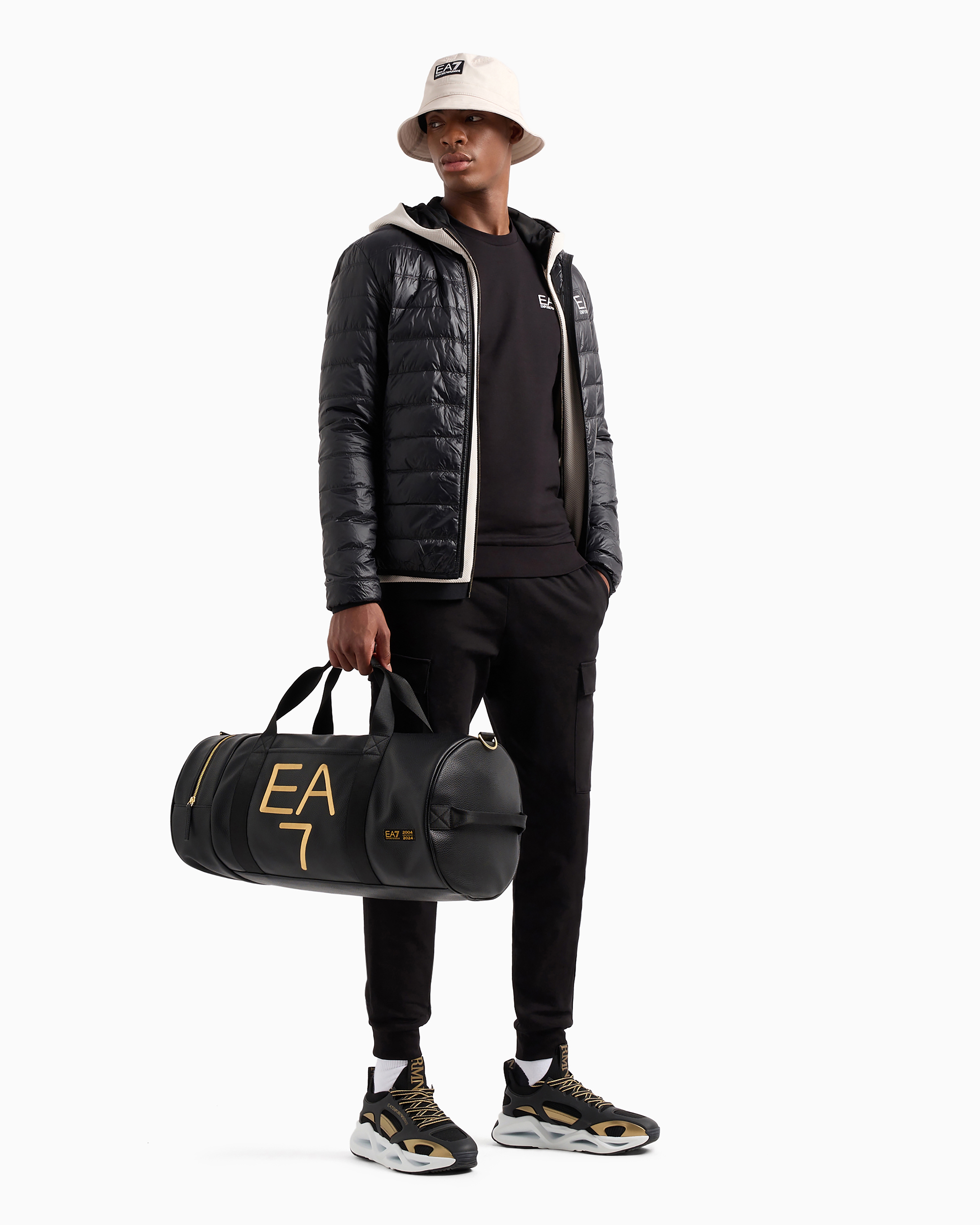 Ea7 Packable Hooded Core Identity Puffer Jacket In Black