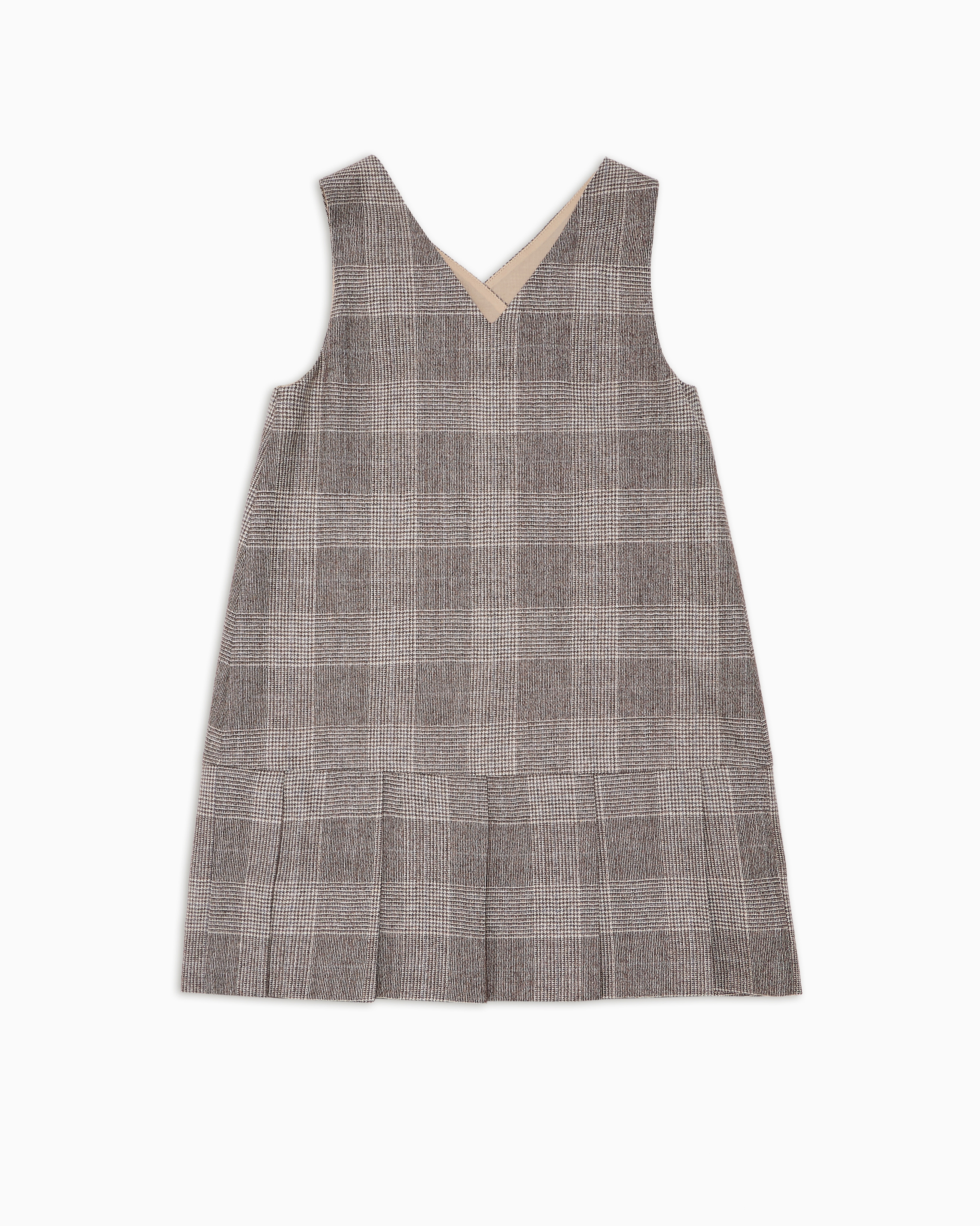 Shop Emporio Armani Wool-blend Sleeveless Double-breasted Check Dress In Gris