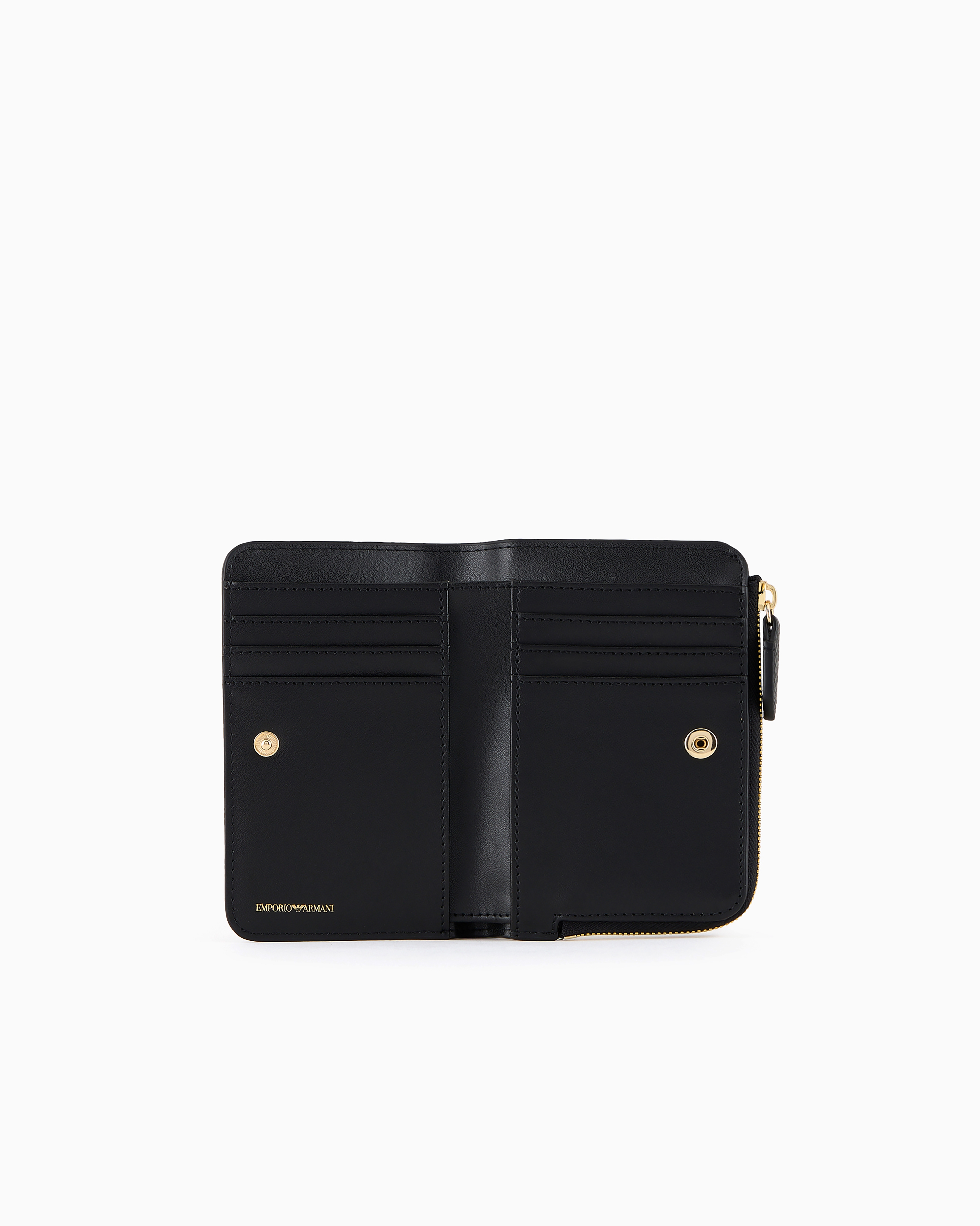 Emporio Armani Official Store Deer-print Myea Wallet With Coin Purse In Black
