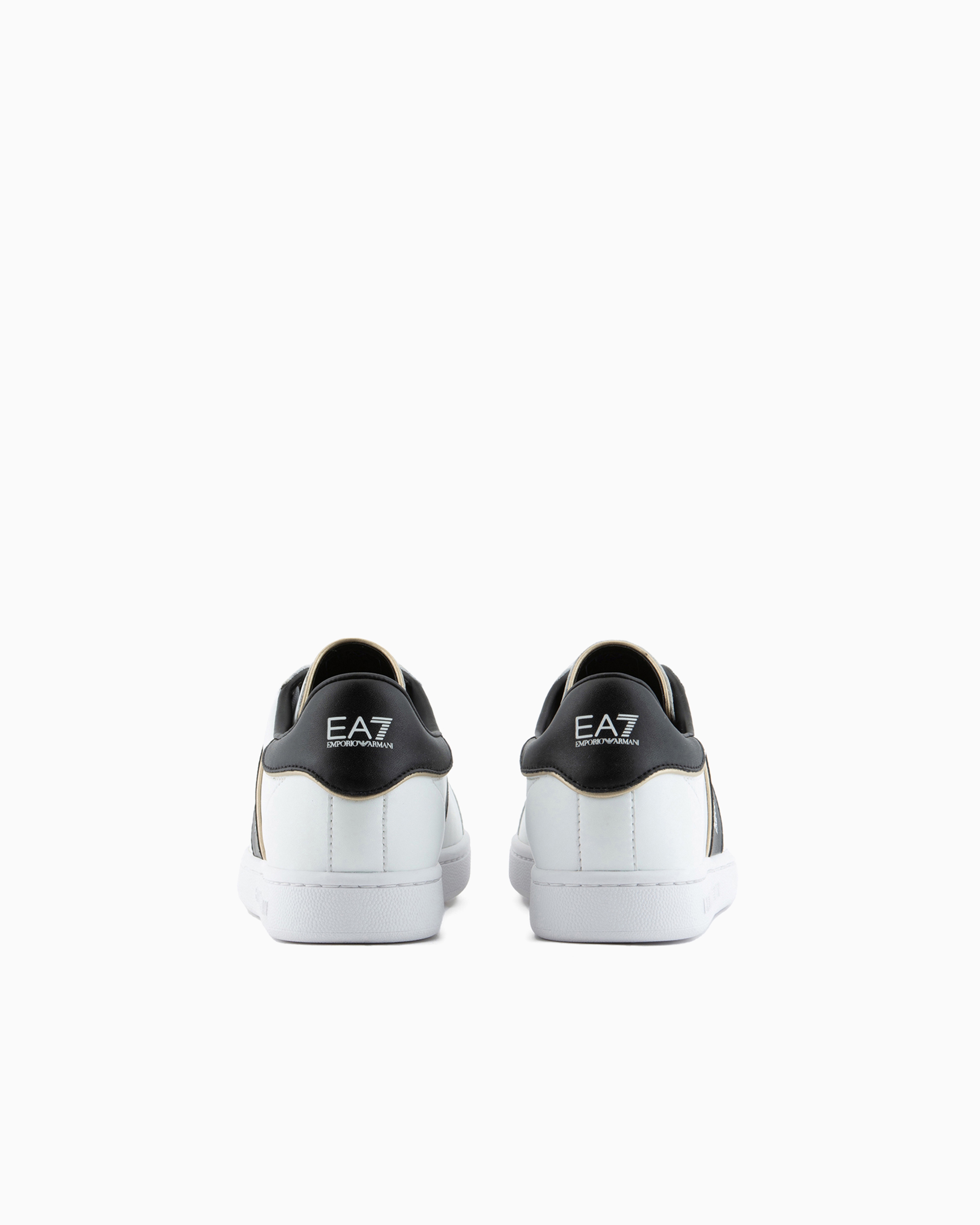 Ea7 Perforated Logo-stripe Low-top Sneakers In Bianco E Nero