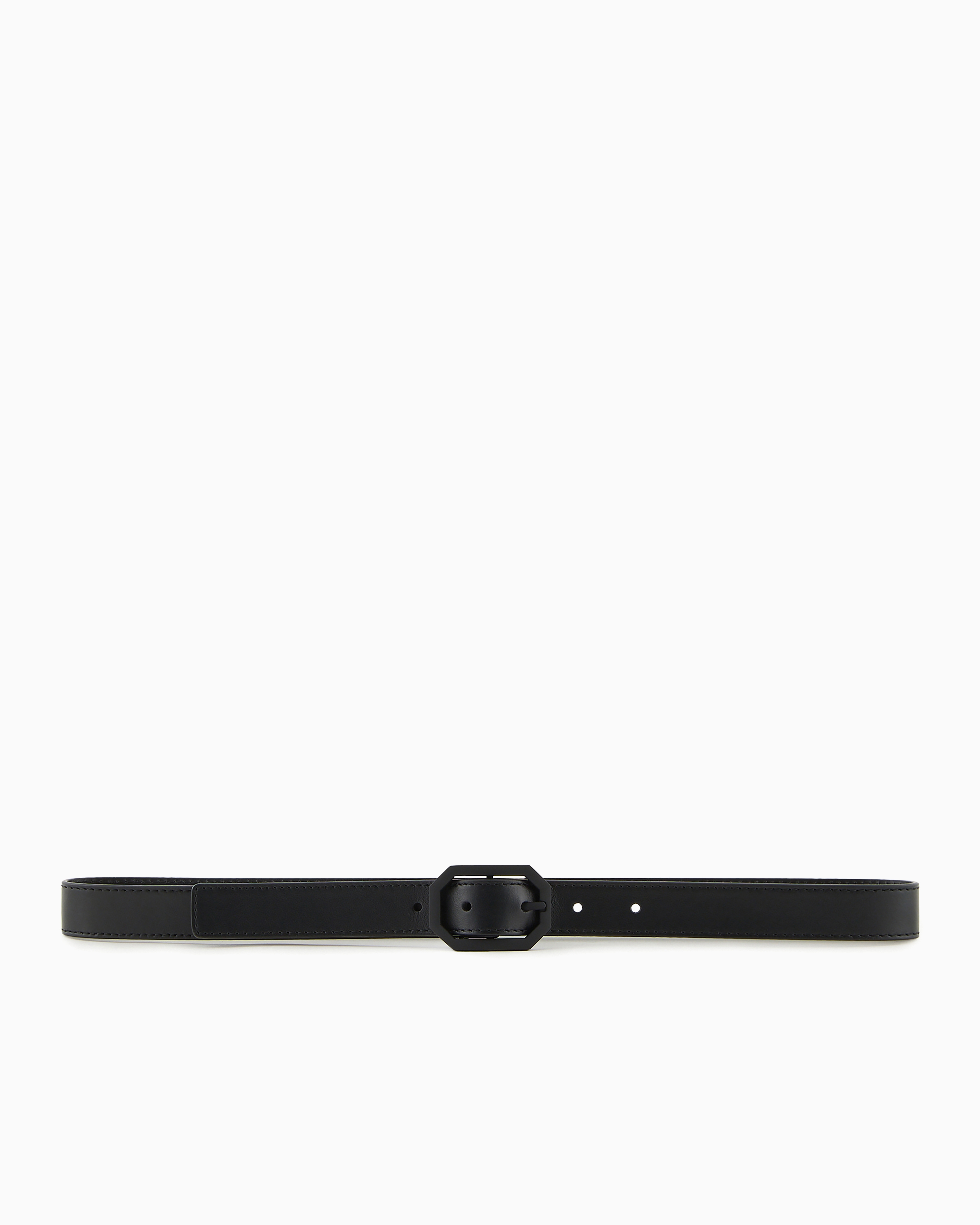Emporio Armani Official Store Smooth Leather Belt In Deep Black