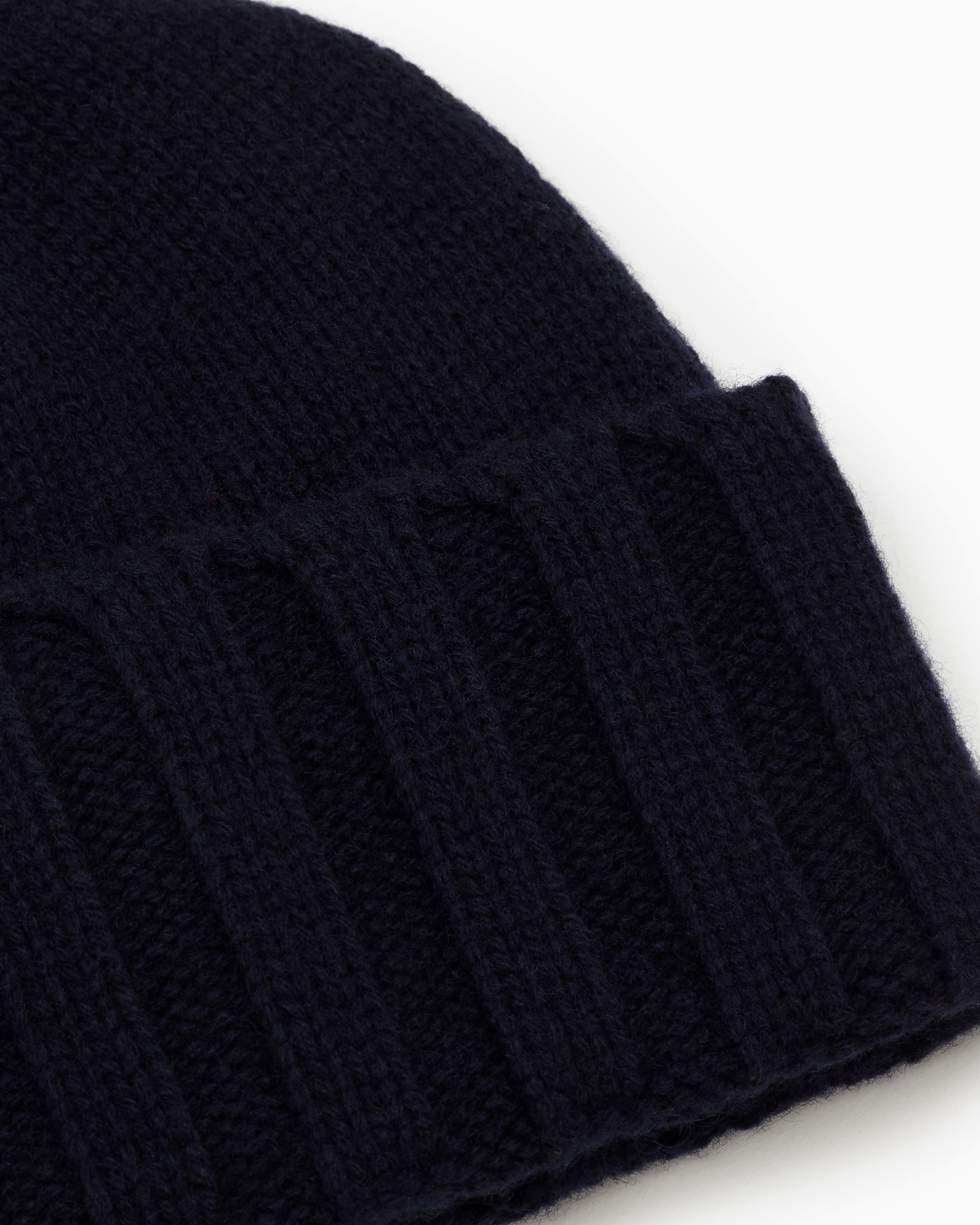 Shop Emporio Armani Ribbed Cashmere Beanie In Navy Blue