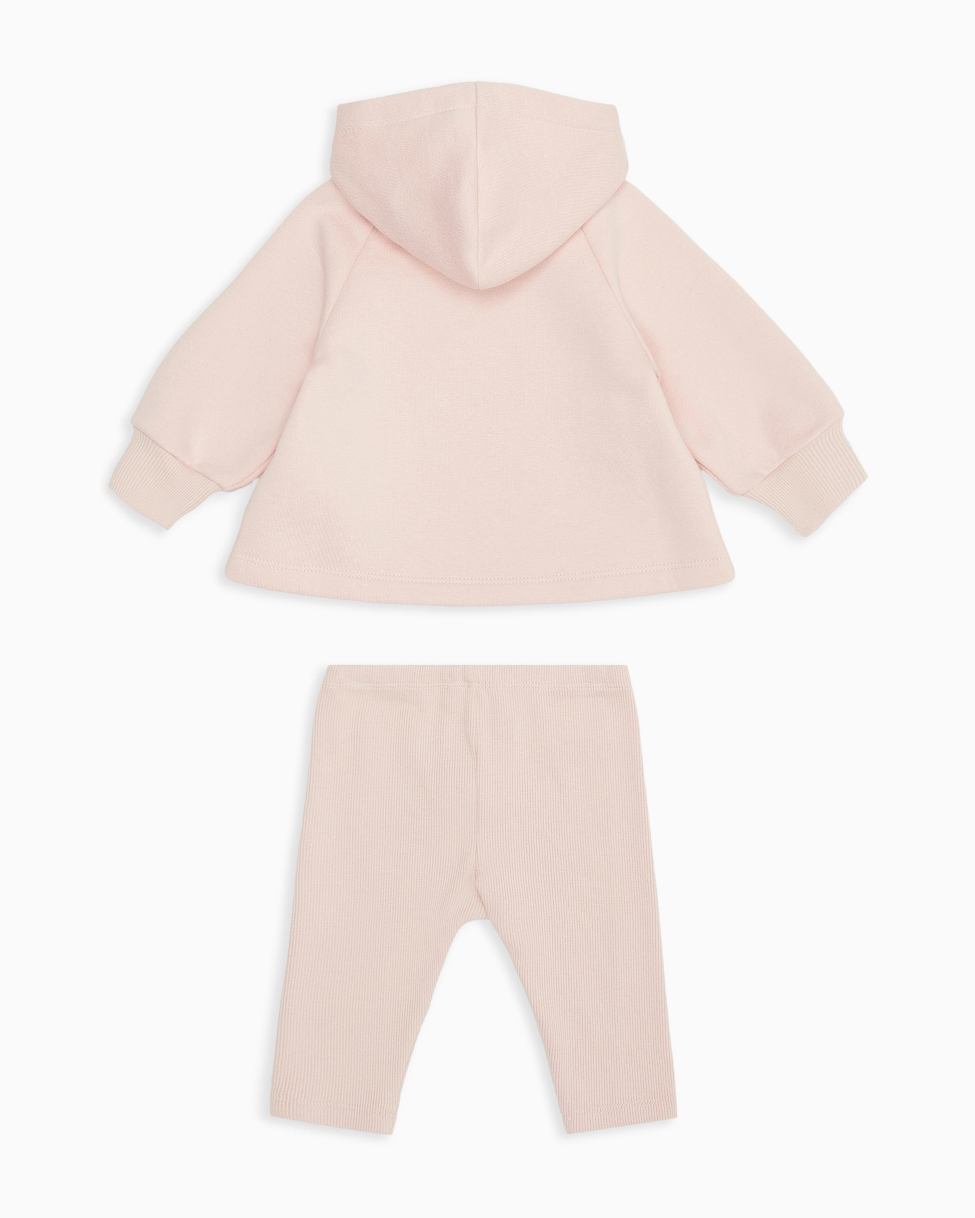 Shop Emporio Armani Hooded Sweatshirt And Leggings Set With Logo Crest In Pink