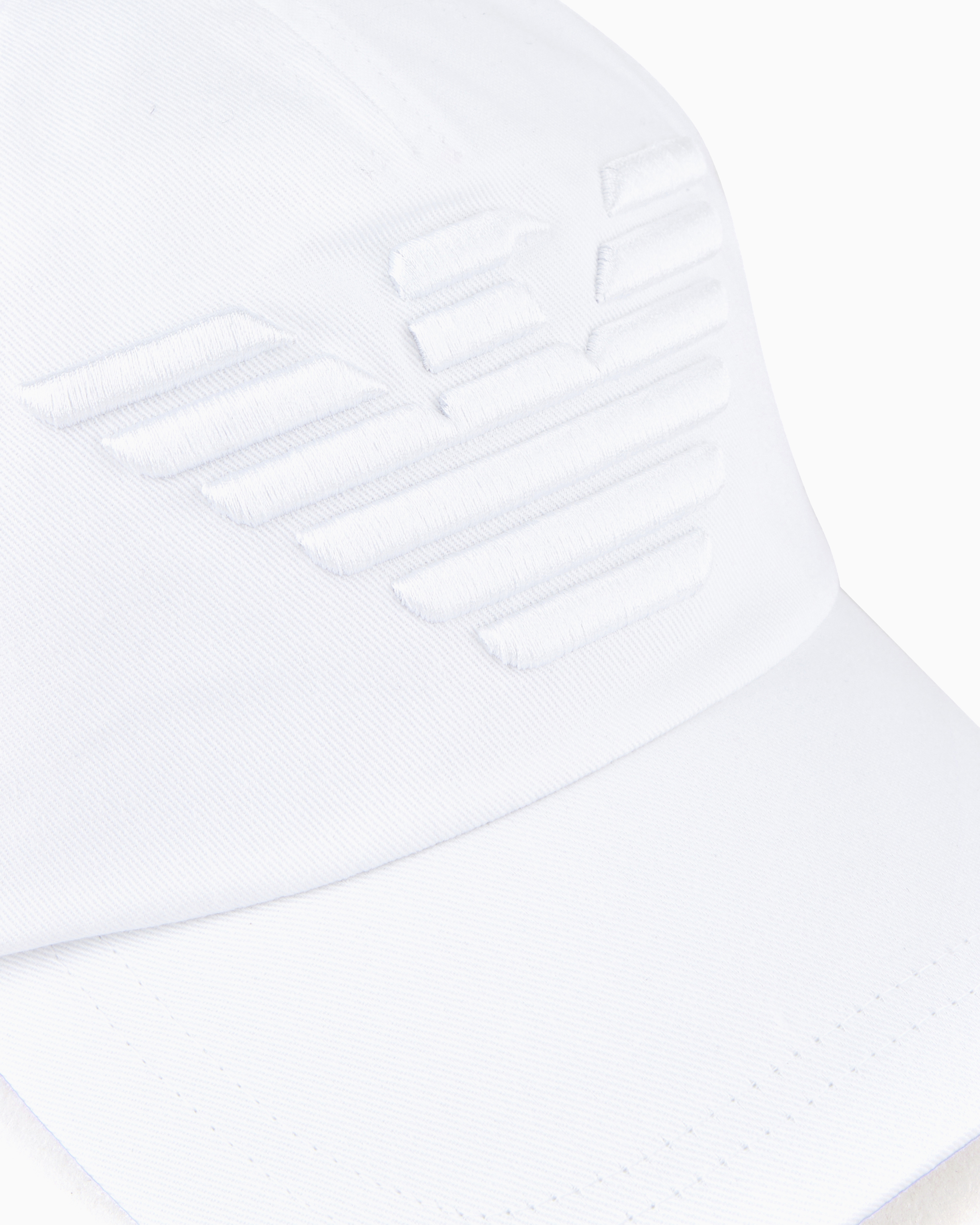 Emporio Armani Baseball Cap With Embroidered Oversized Eagle In White