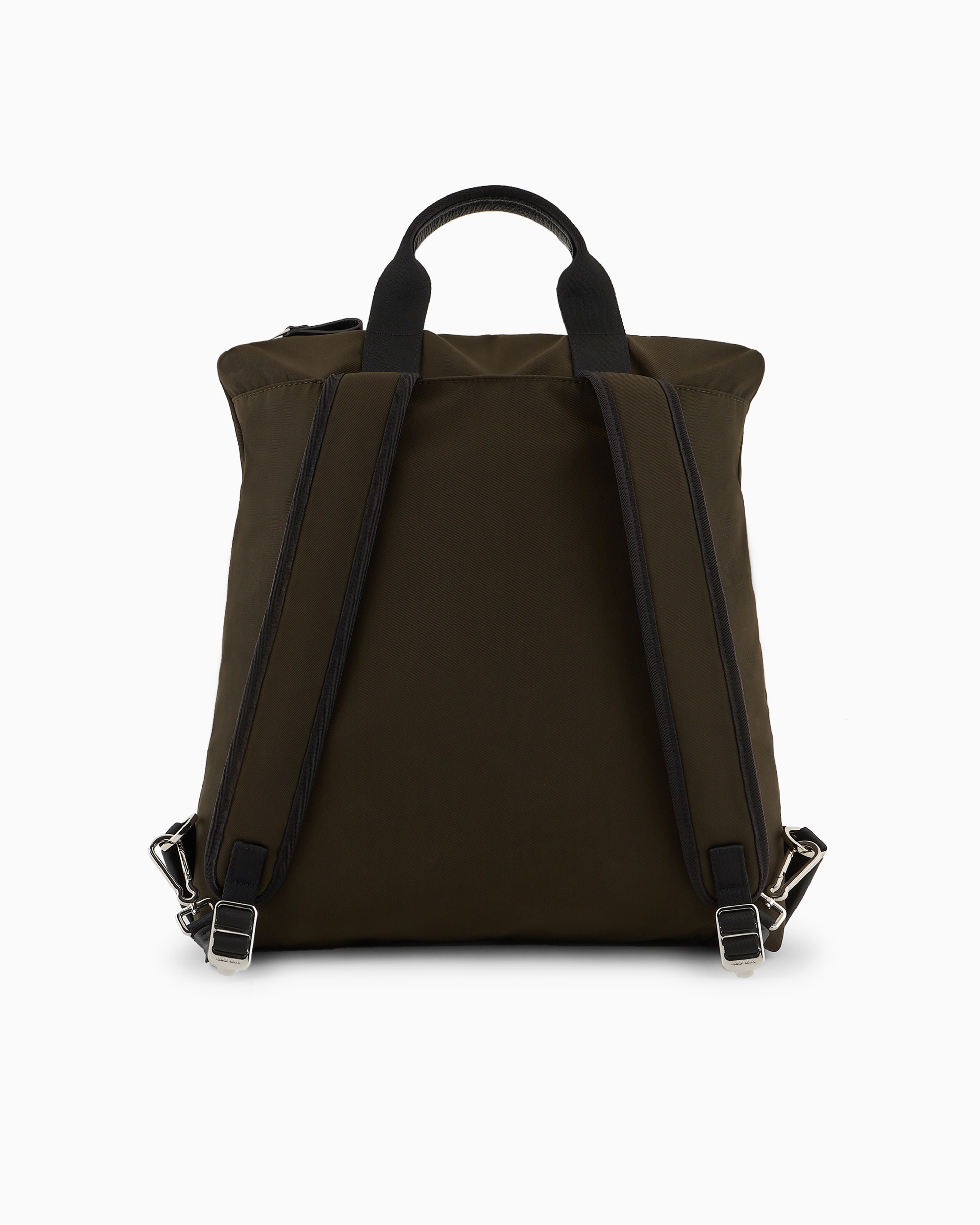 Giorgio Armani Asv Convertible Shopper Bag In Nylon And Pebbled Leather In Green