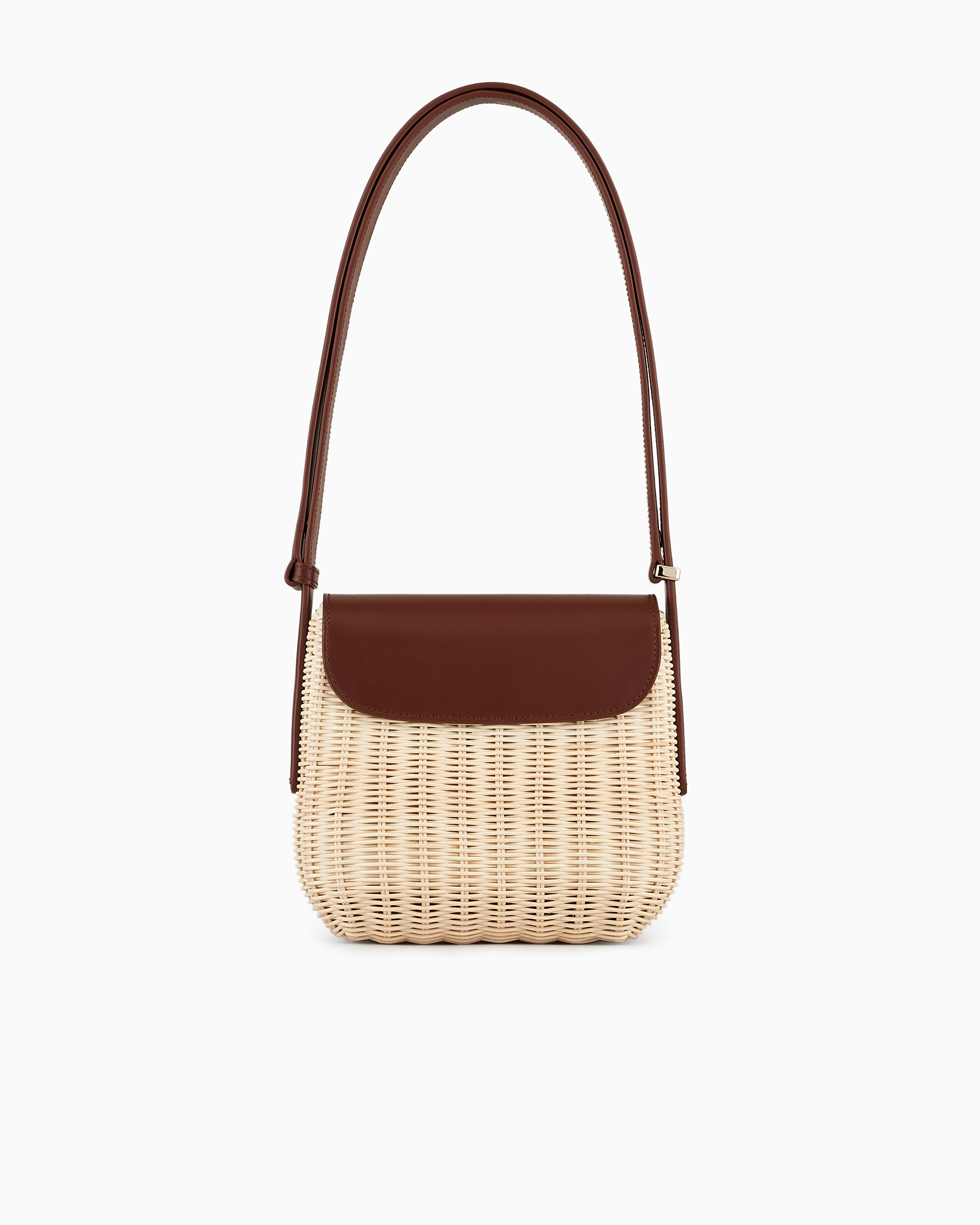 Giorgio Armani Official Store La Prima Wicker And Leather Shoulder Bag In Buff