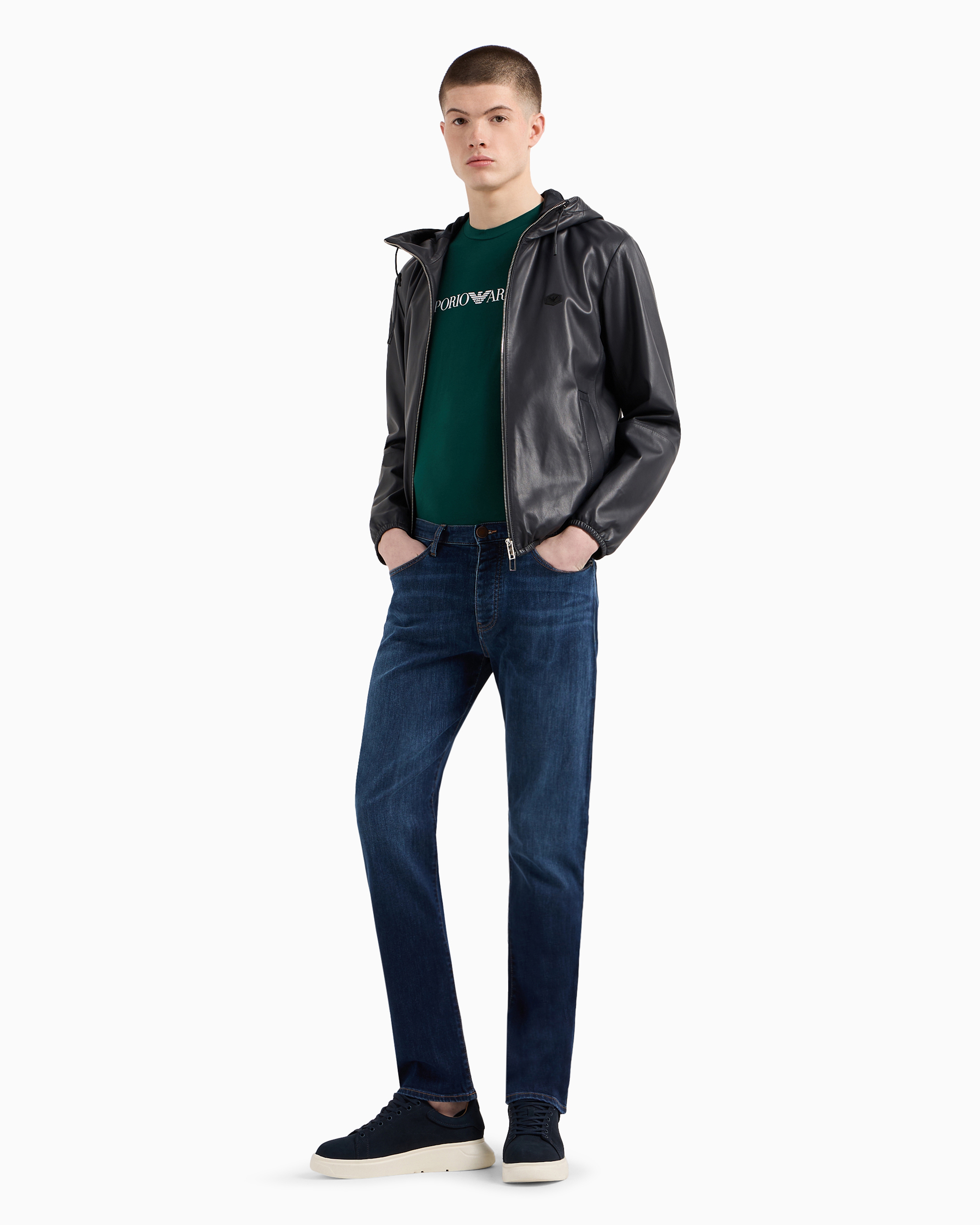 Emporio Armani J21 Regular-fit Jeans In Washed 11.5 Oz Comfort Denim In Blue