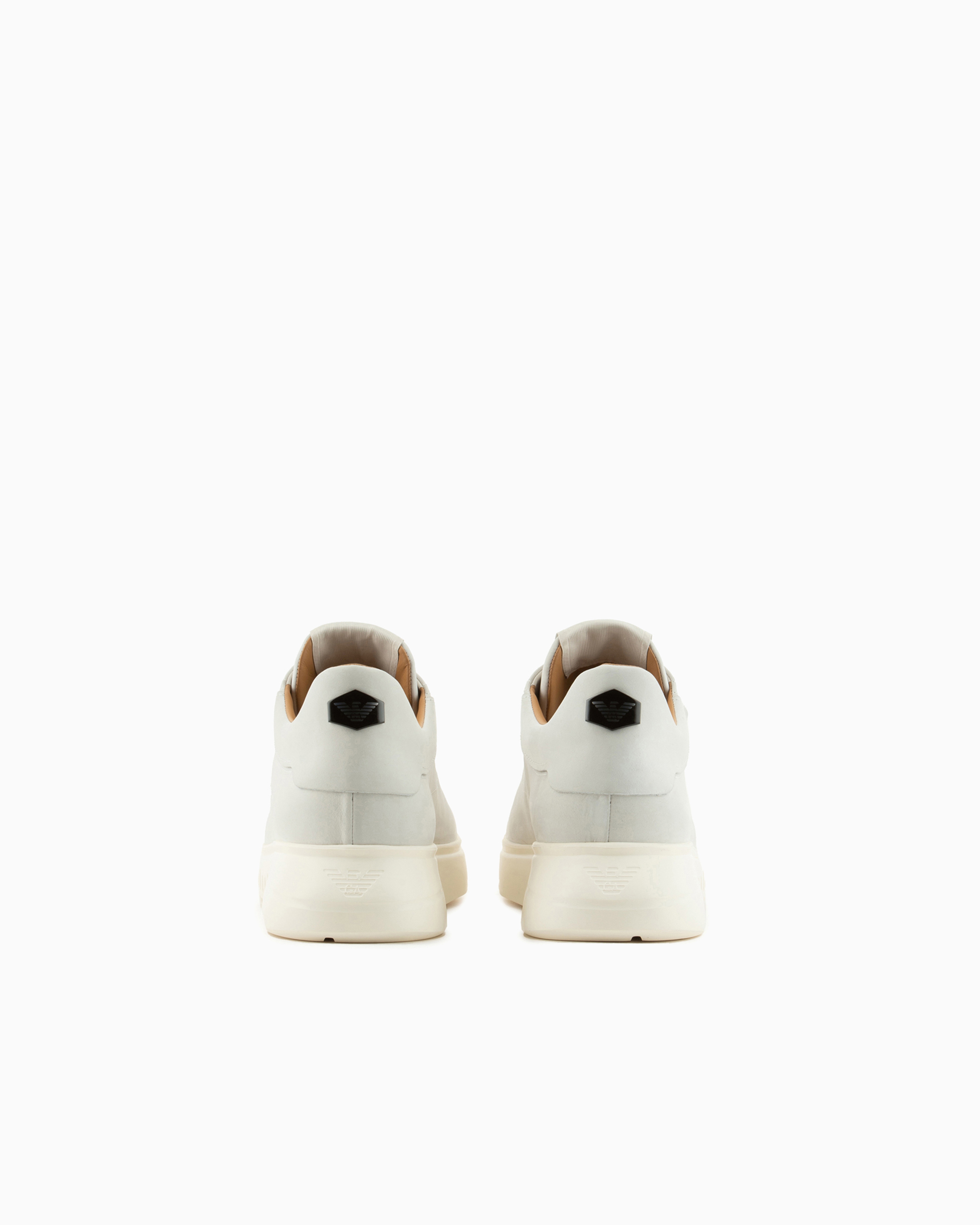 Emporio Armani Nubuck Sneakers With Oversized Soles In White