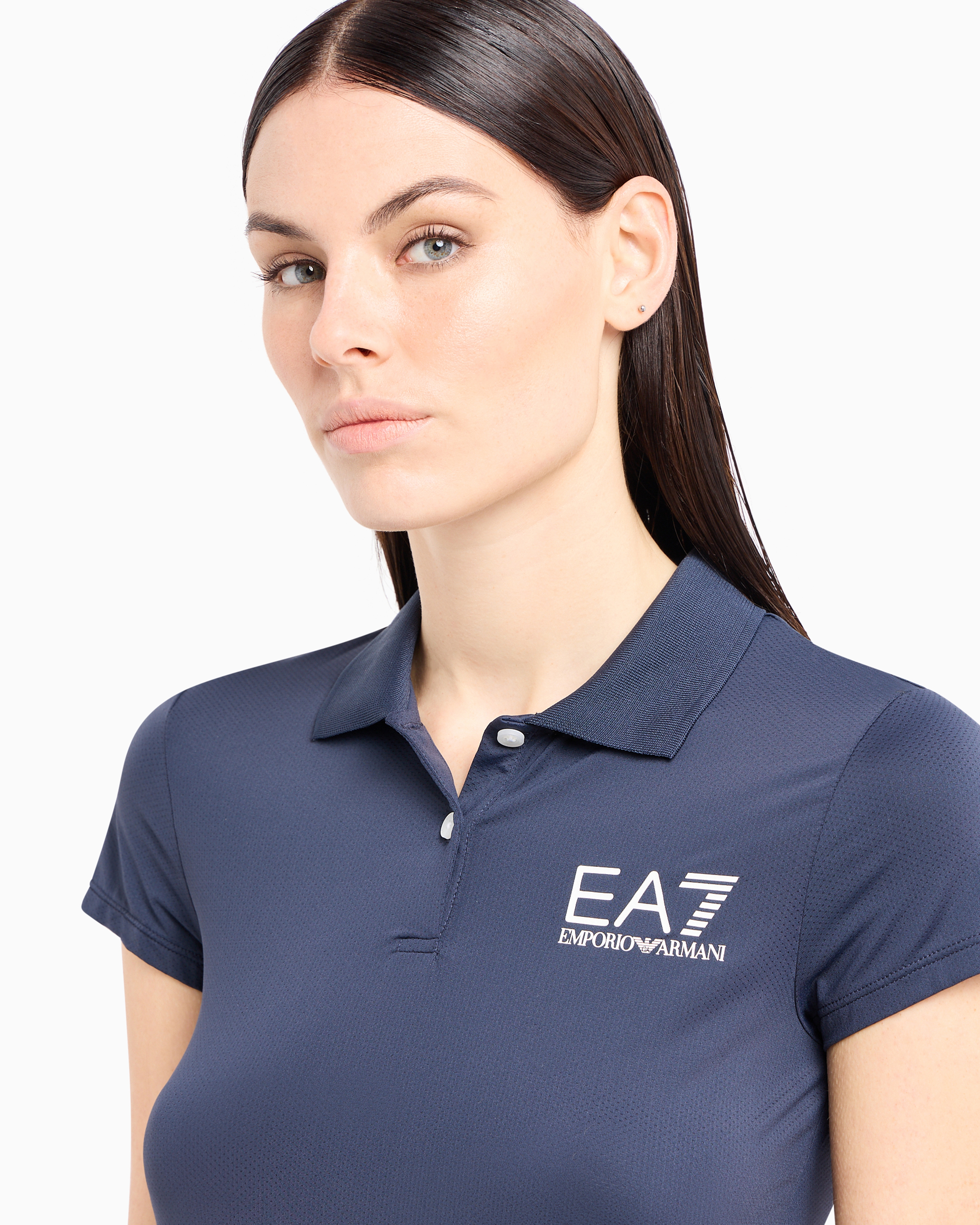 Shop Ea7 Tennis Pro Polo Shirt In Ventus7 Technical Fabric In Navy Blue