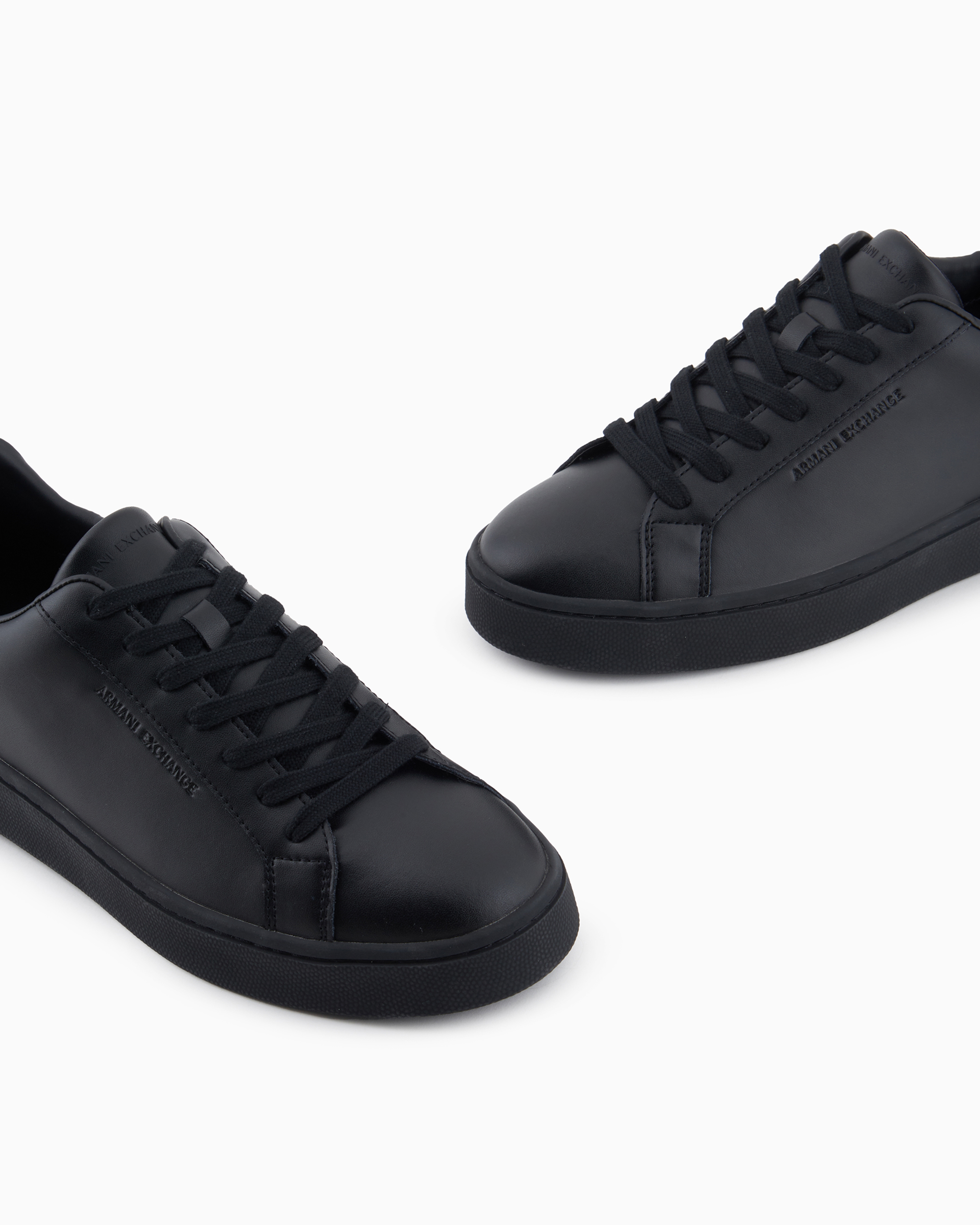 Shop Armani Exchange Leather Sneakers With Logo On The Sole In Schwarz